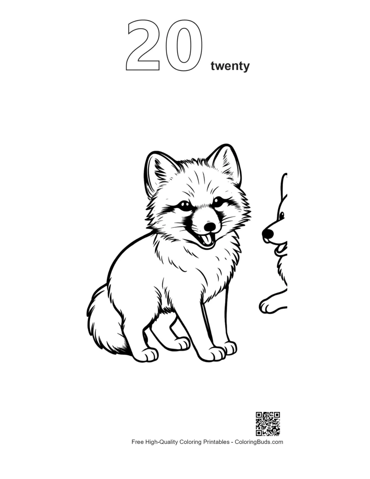 Arctic fox outline printable number 20