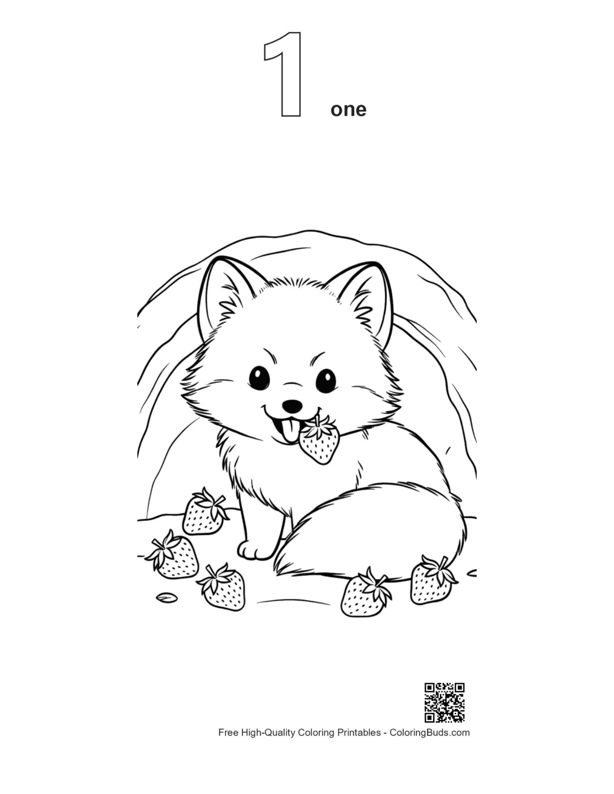 Arctic Fox coloring page outline version 1