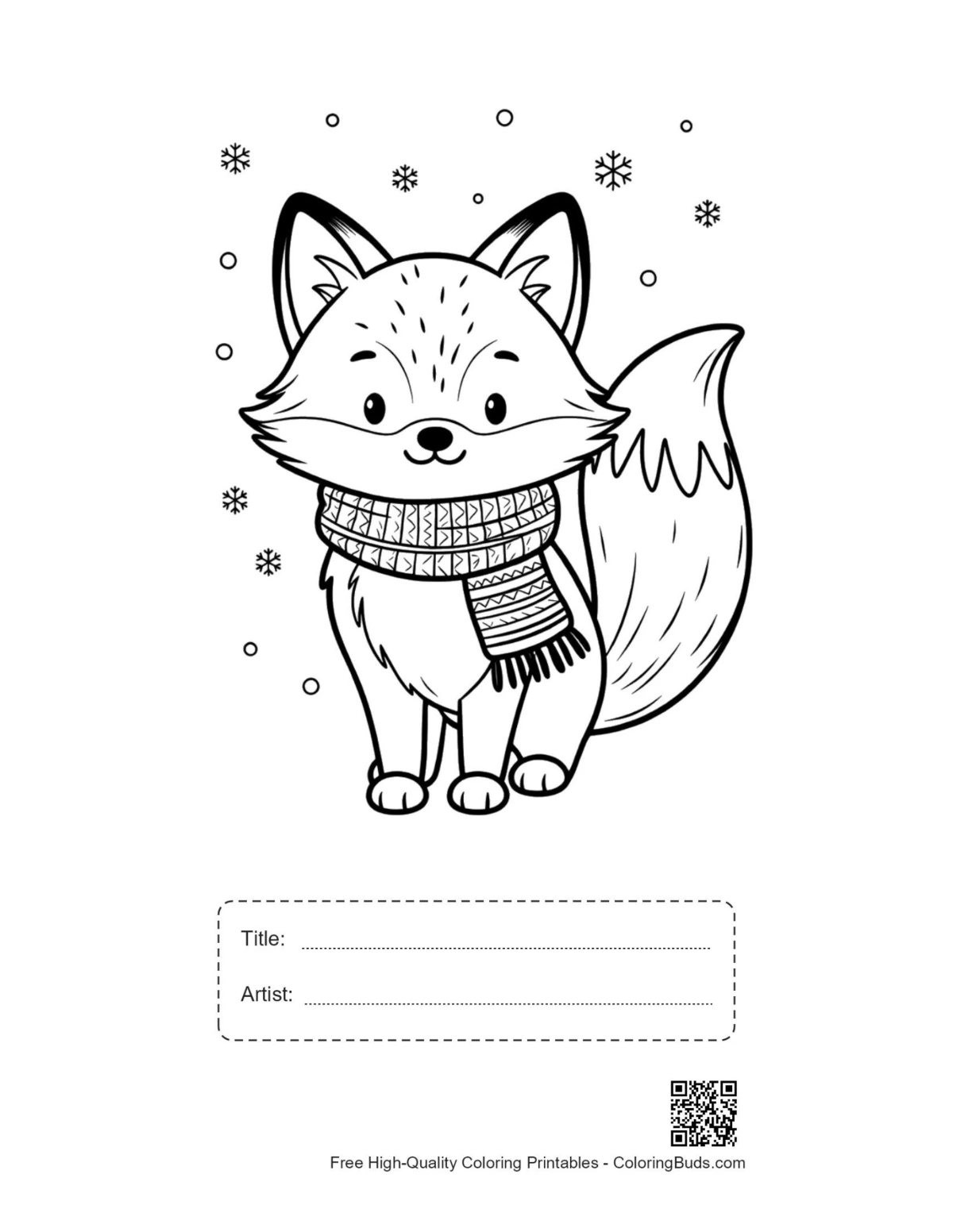 Cute red fox pup gift box printable with title artist space