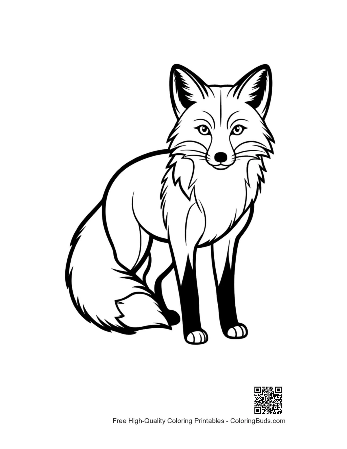 Cute red fox outline standing alertly