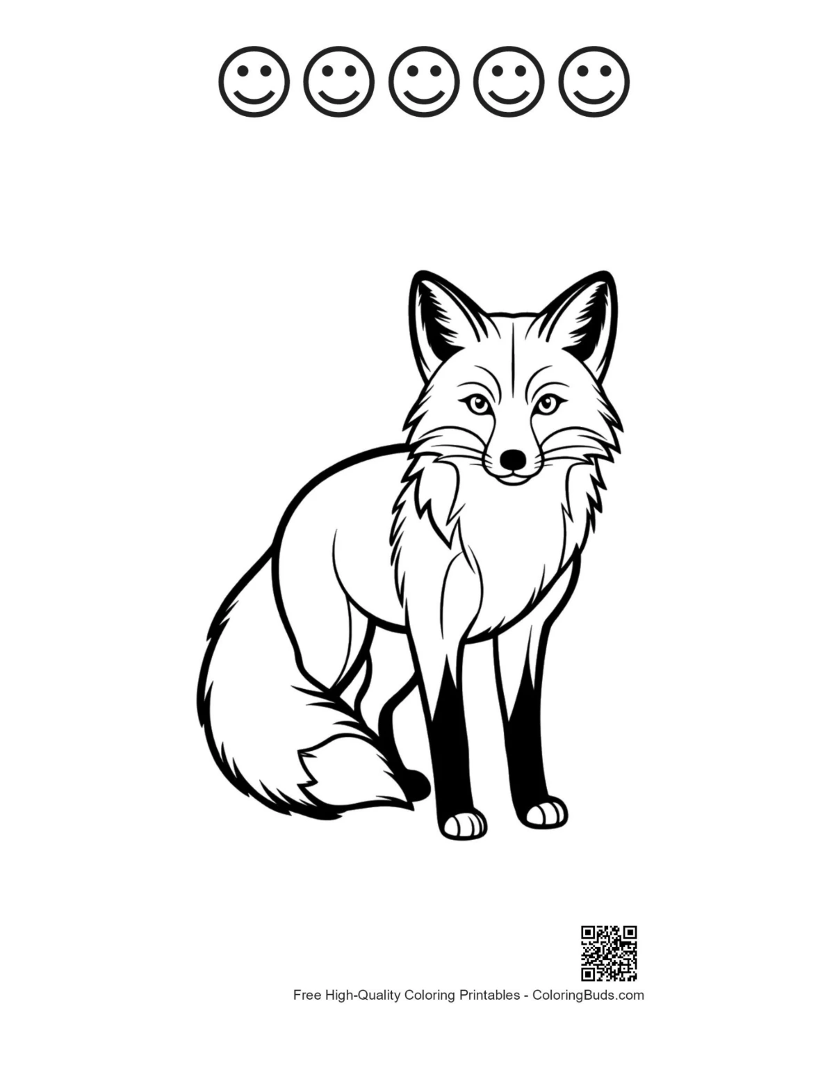 Fox outline printable with happy faces