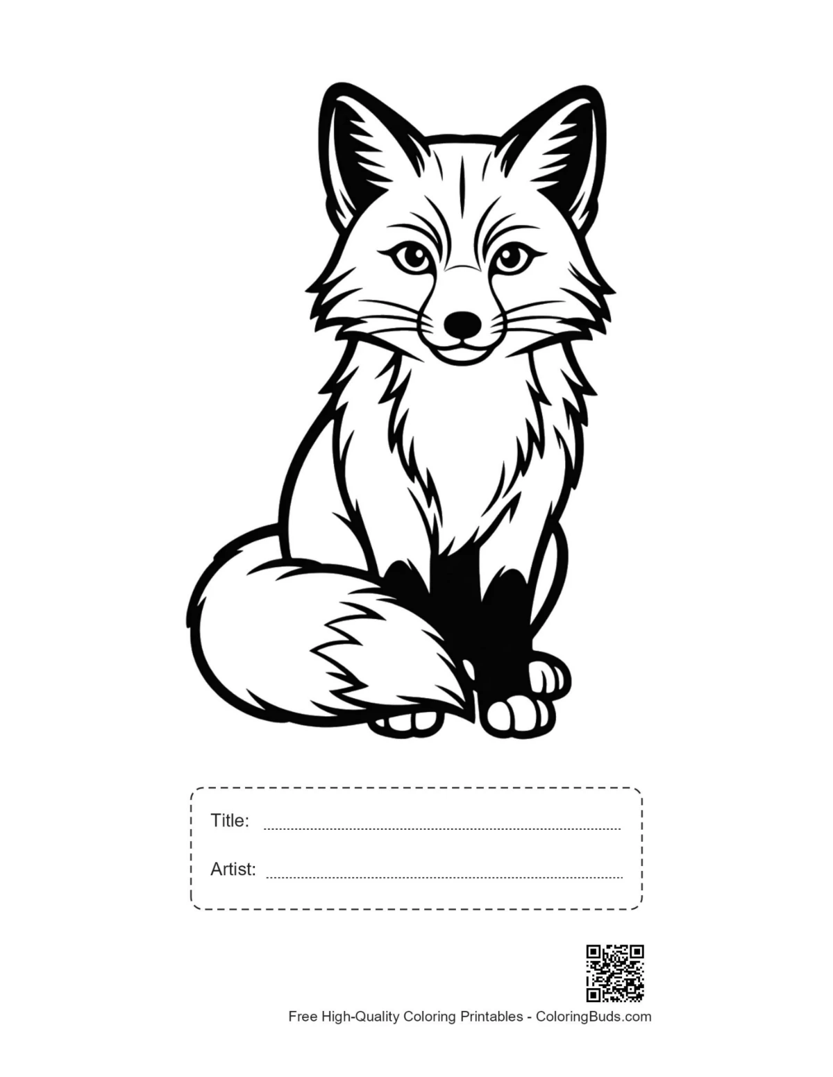 Printable cute red fox with title box