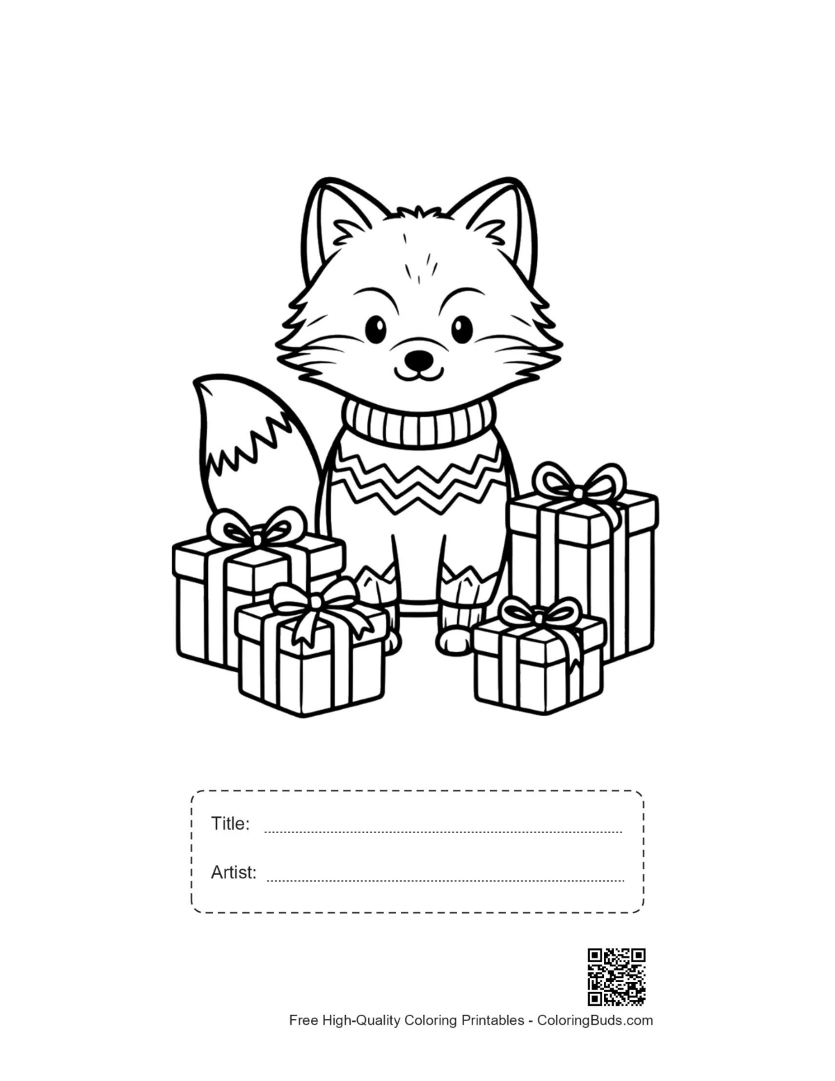 Easy Arctic fox printable with title artist box