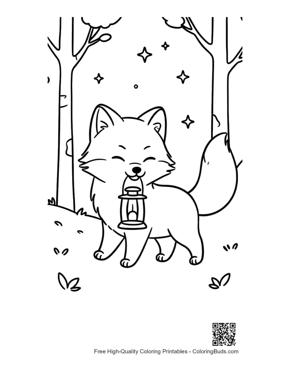 Free arctic fox coloring page printable