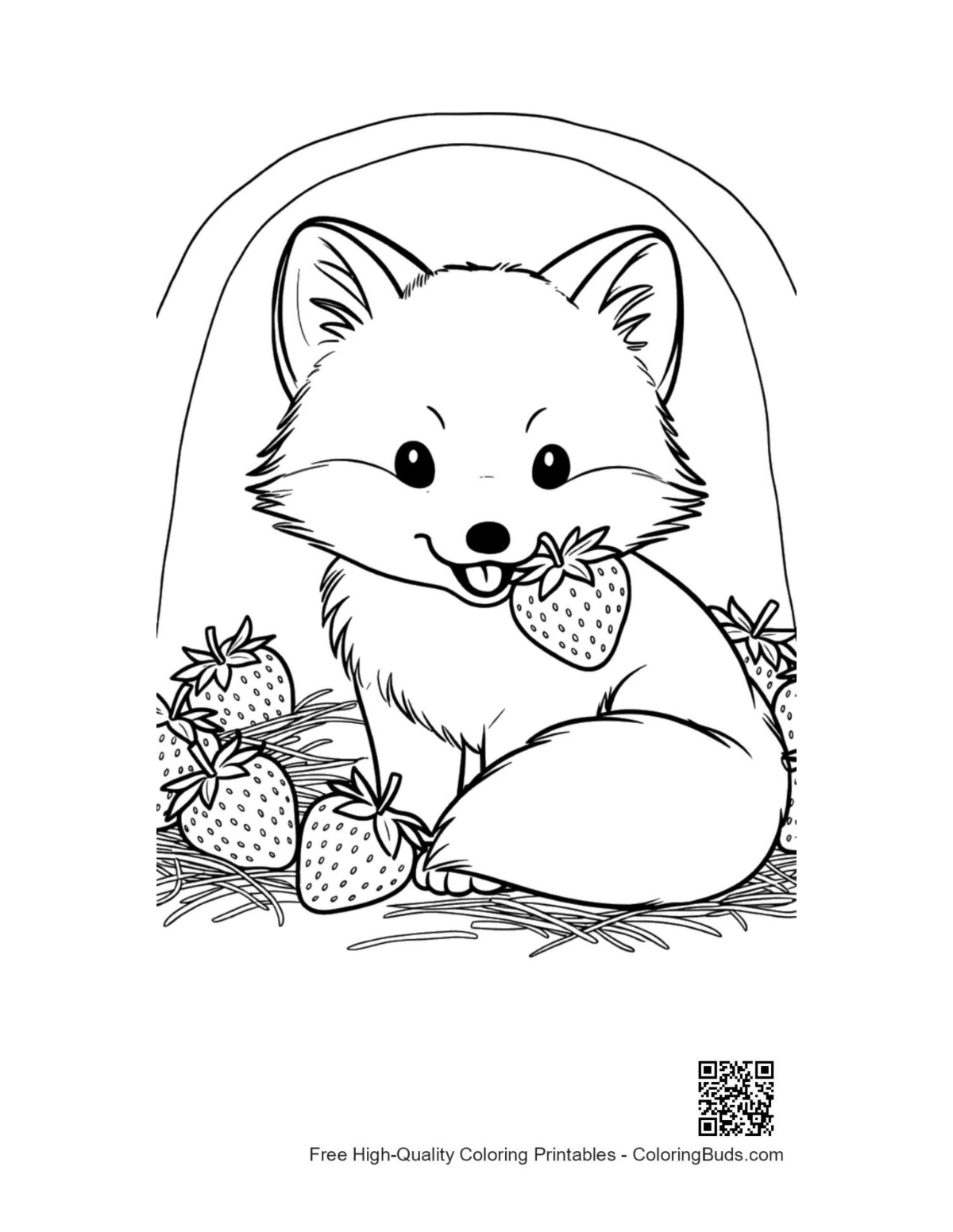 Free arctic fox coloring page printable