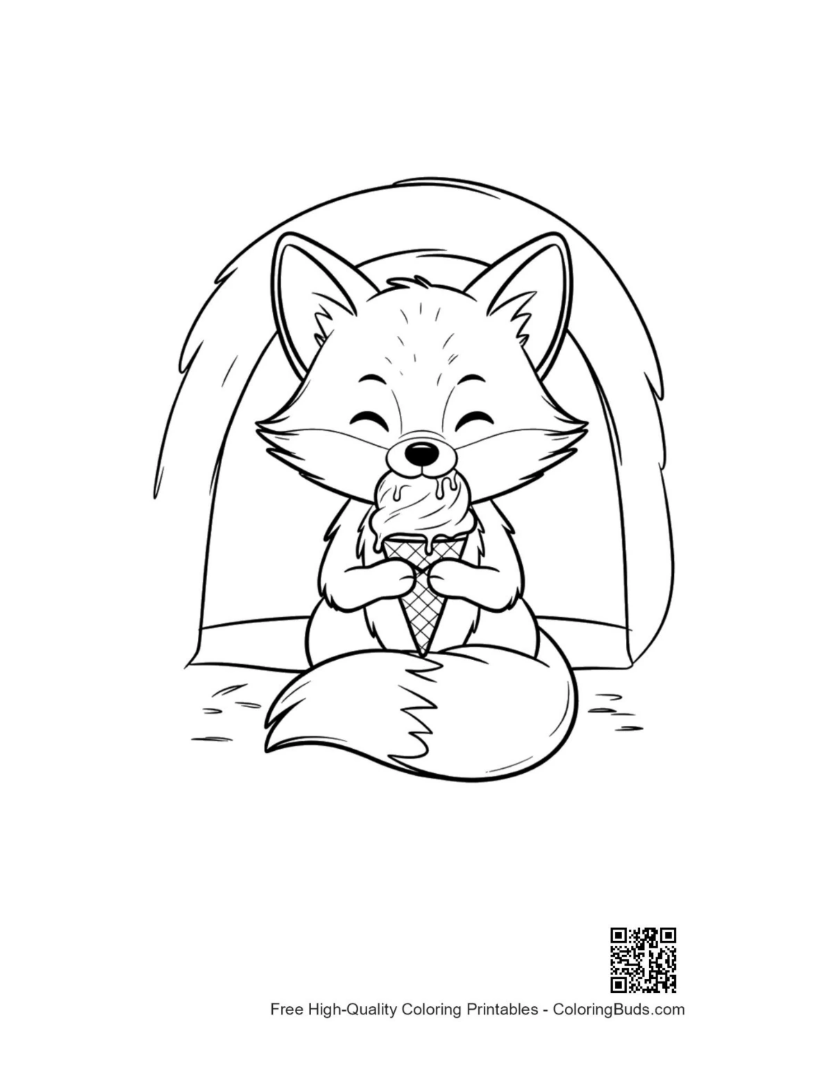 Free red fox printable for kids coloring