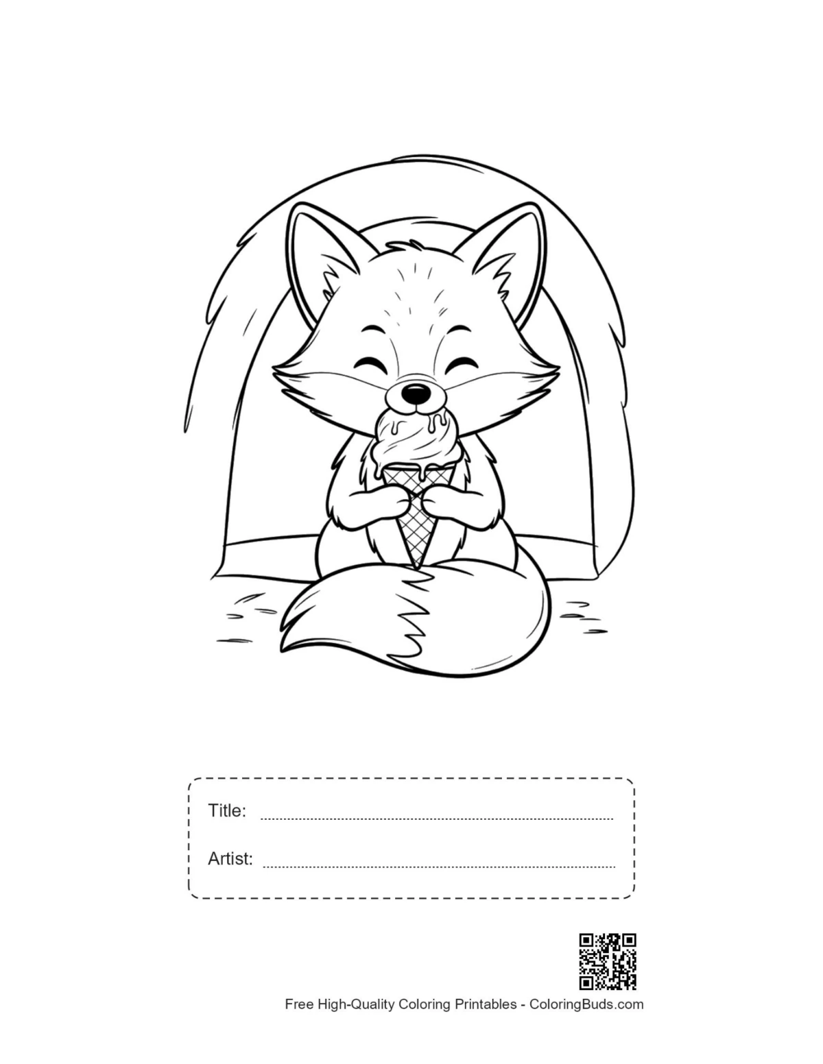 Red fox printable with title artist box for kids