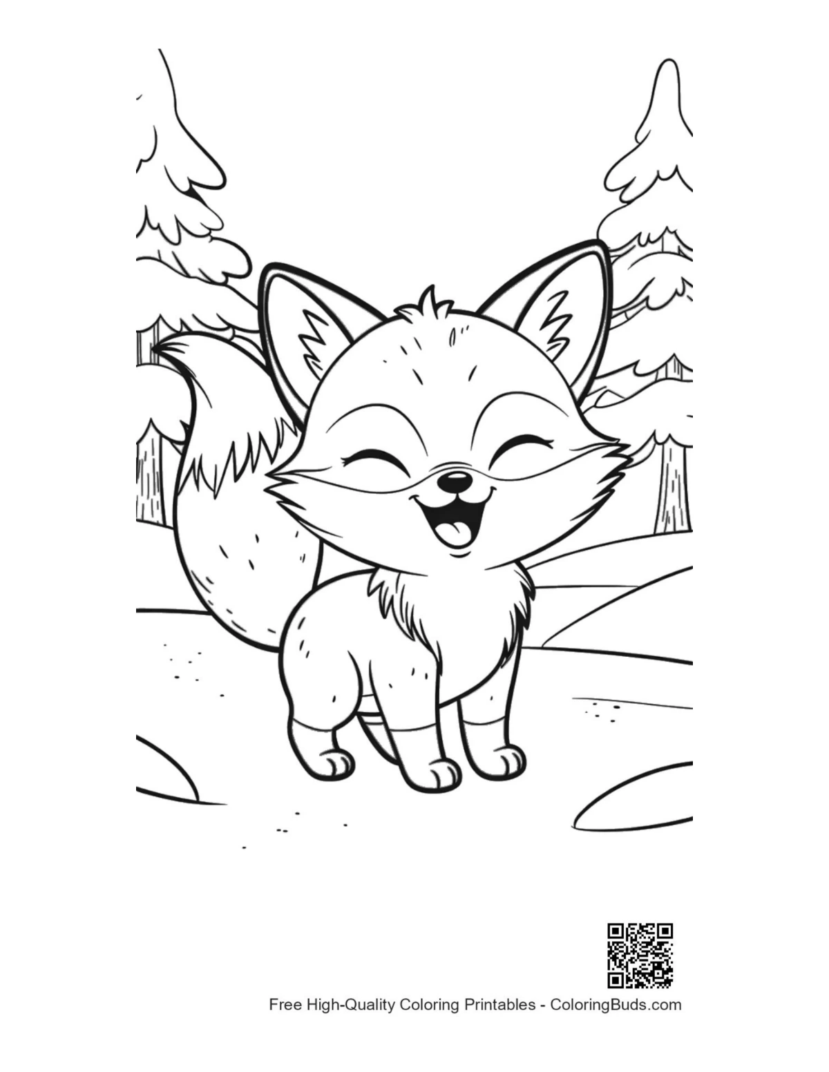 Free red fox coloring page printable outline