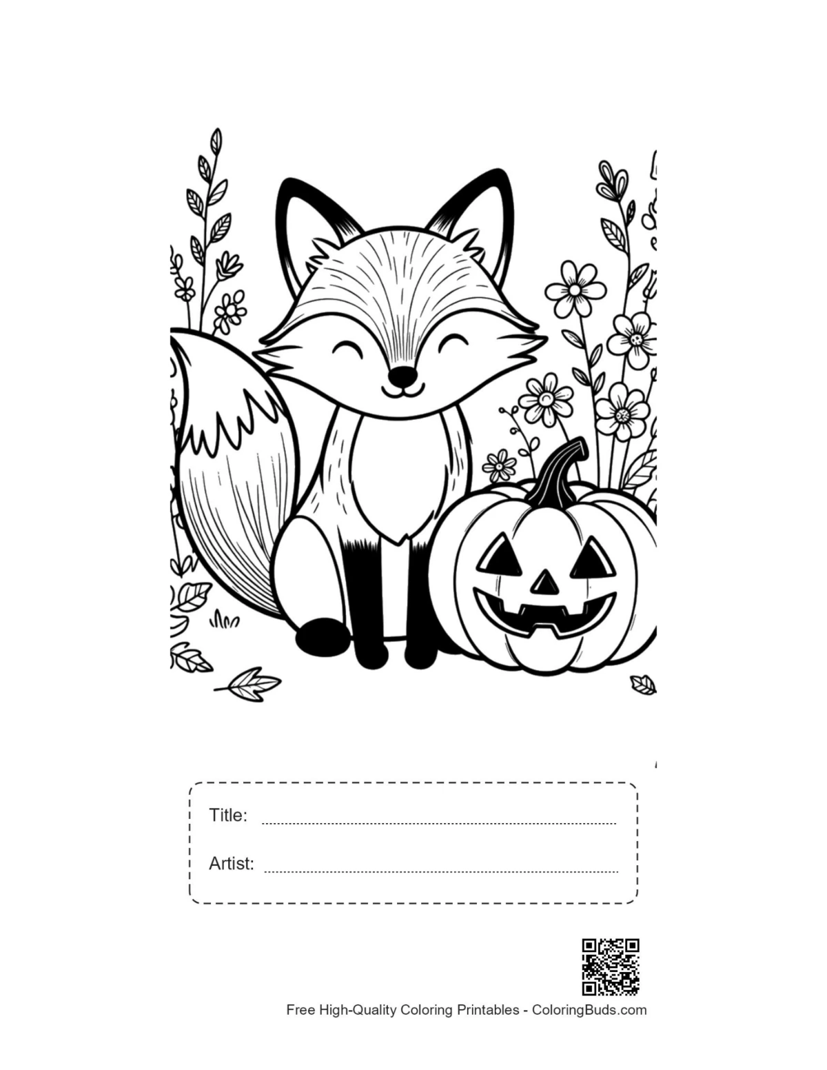 Red fox printable with title artist box