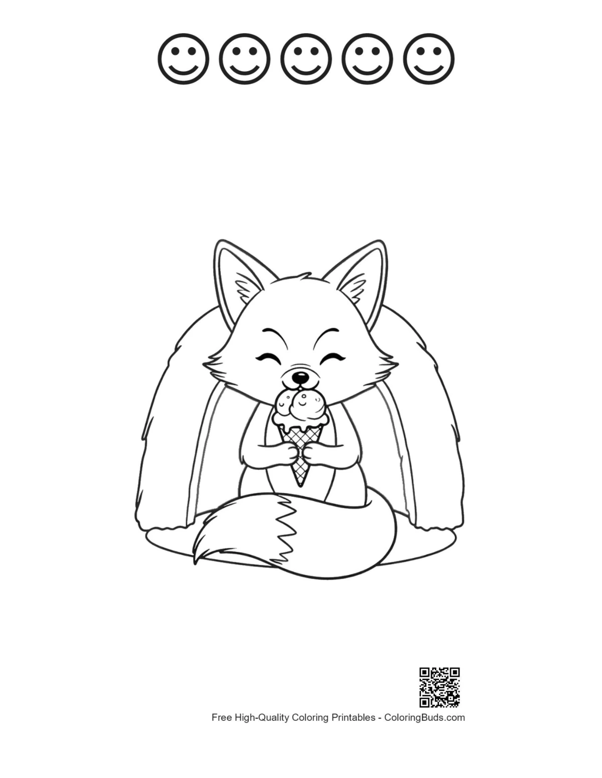 Red fox driving path 5 happy face outline printable