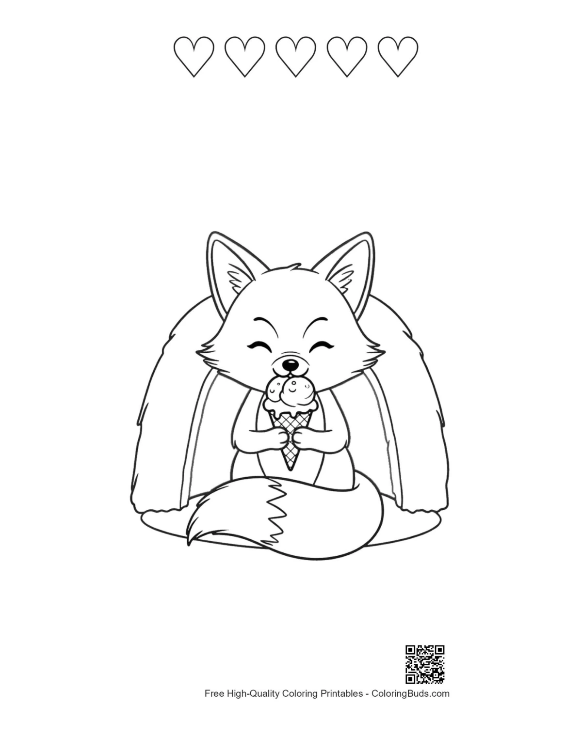 Red fox small vehicle path 5 heart outline printable