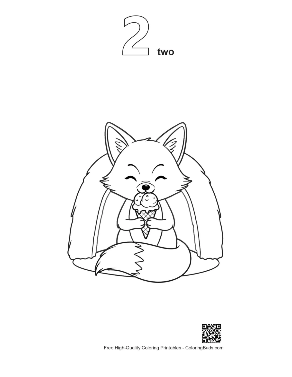 Red fox small vehicle path outline number 2 printable