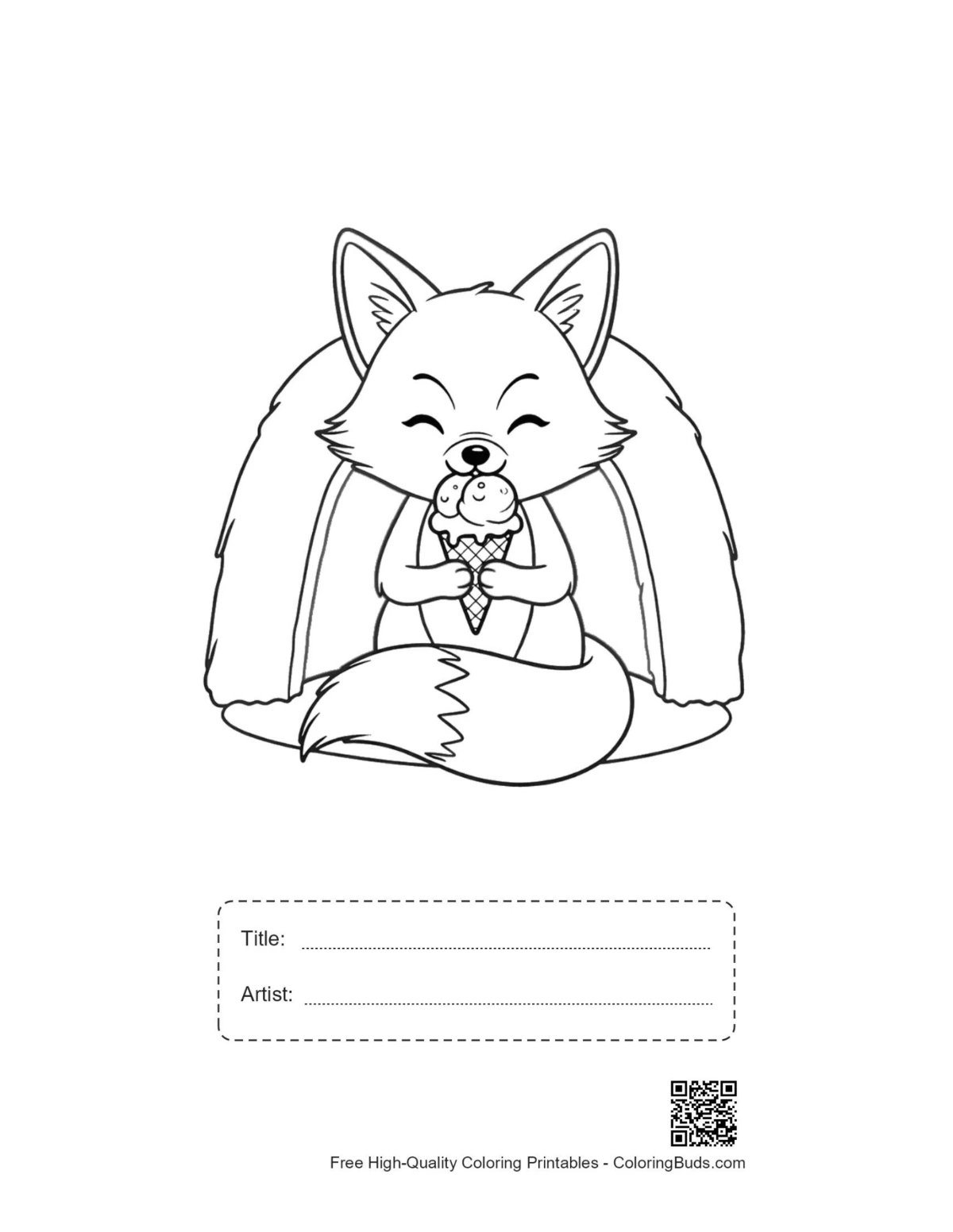 Red fox vehicle path printable with title artist box