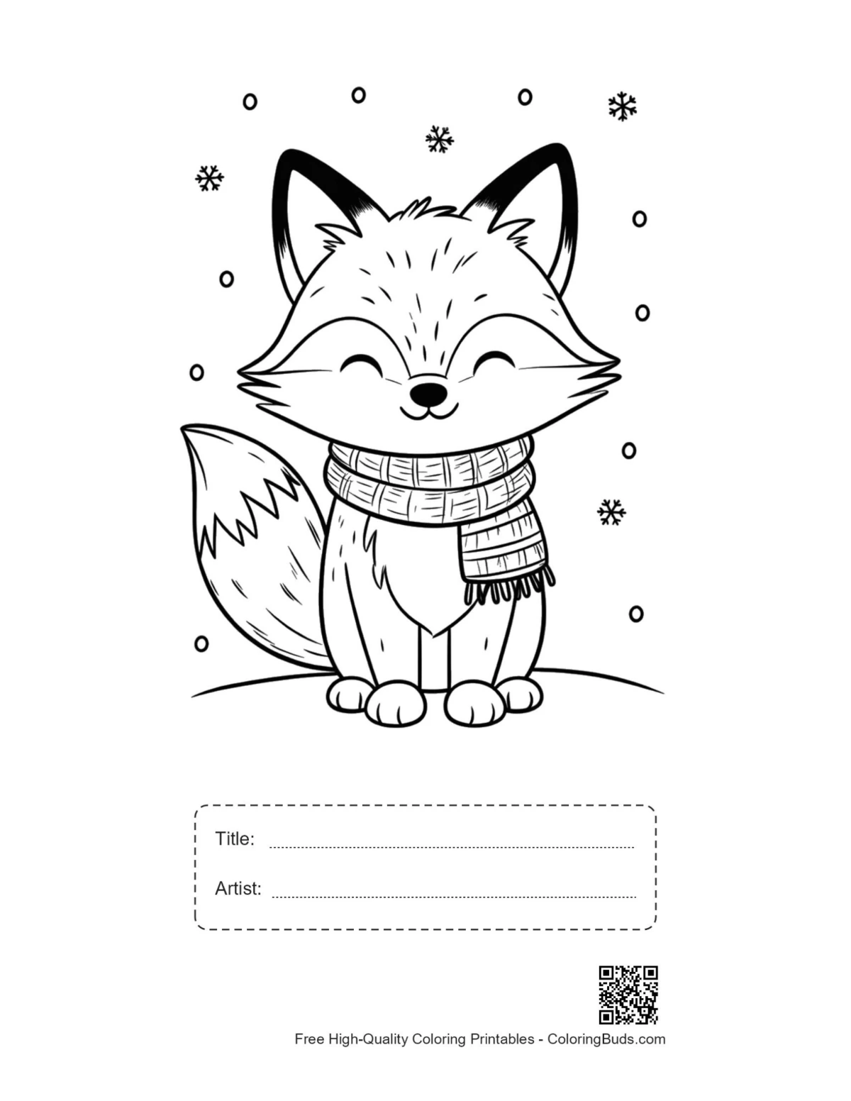 Red fox printable with title artist box