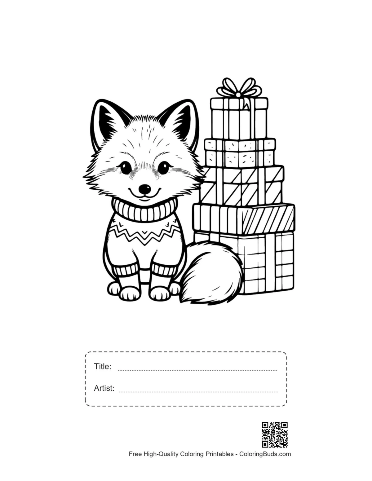 Arctic fox tiara printable with title box