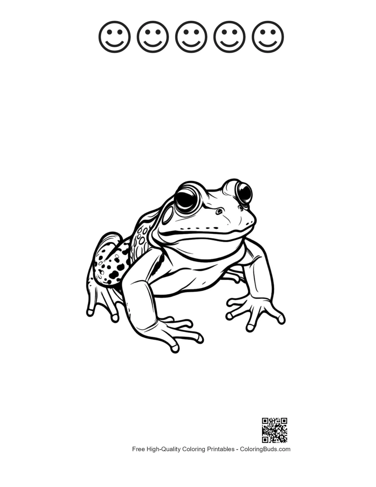 Happy face bullfrog outline printable