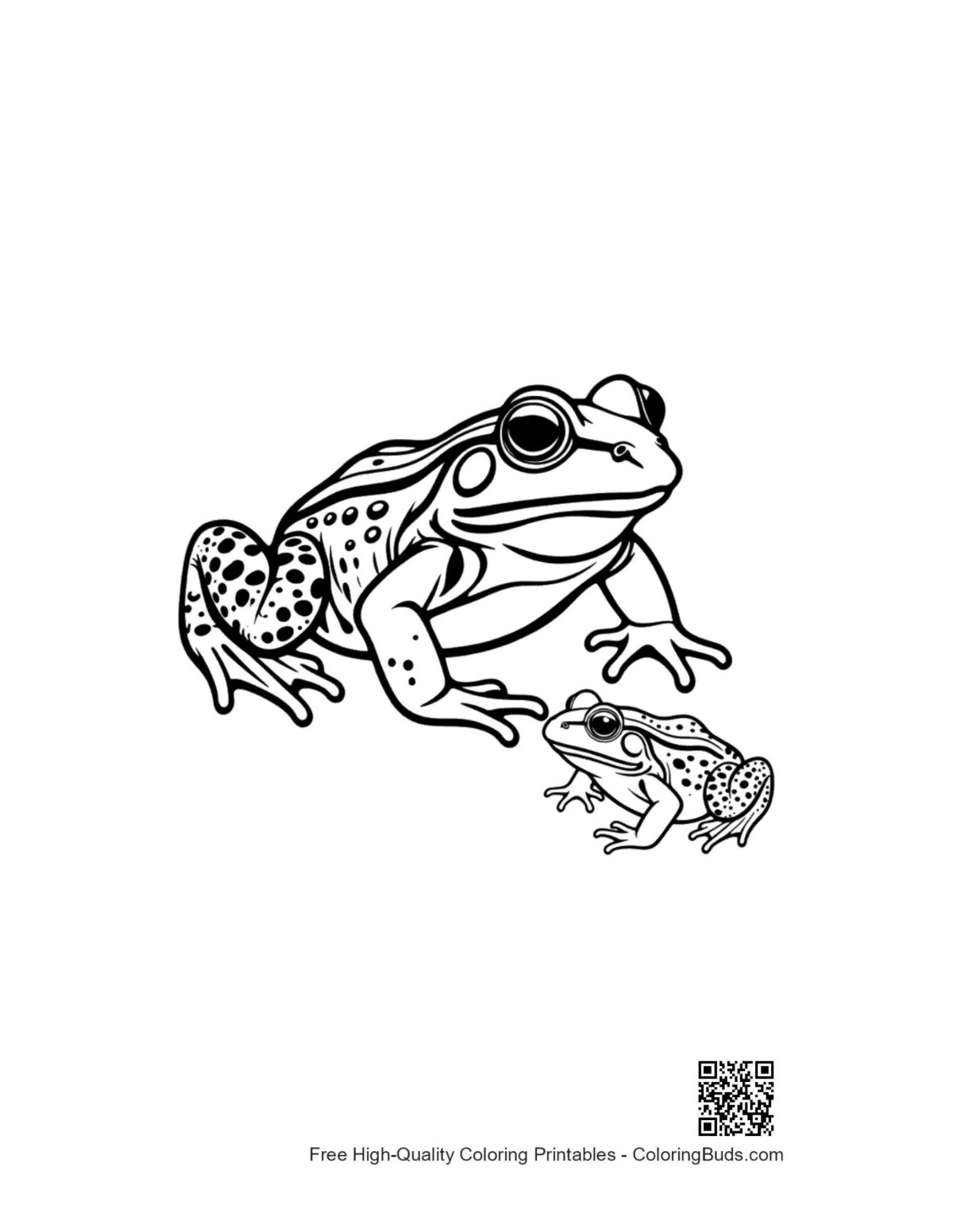 Bullfrog family portrait coloring page