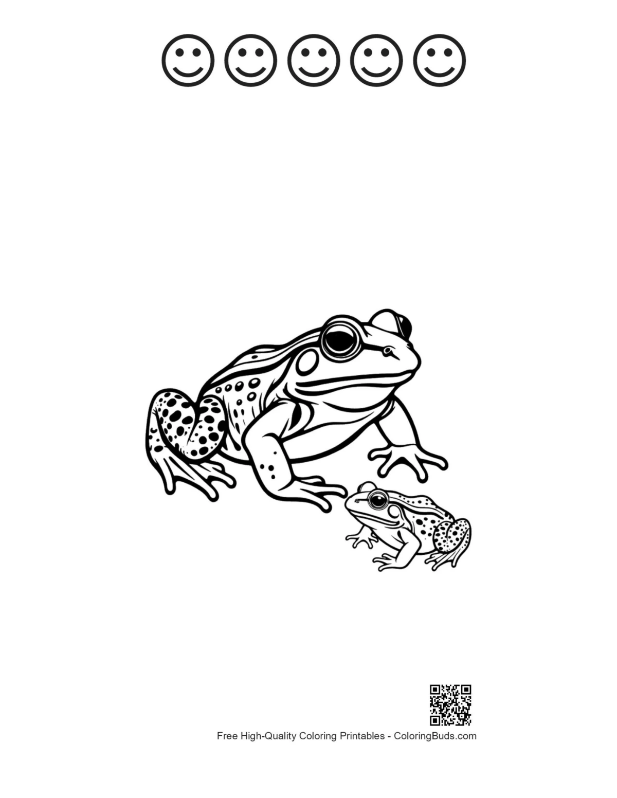 Bullfrog family happy face outline printable