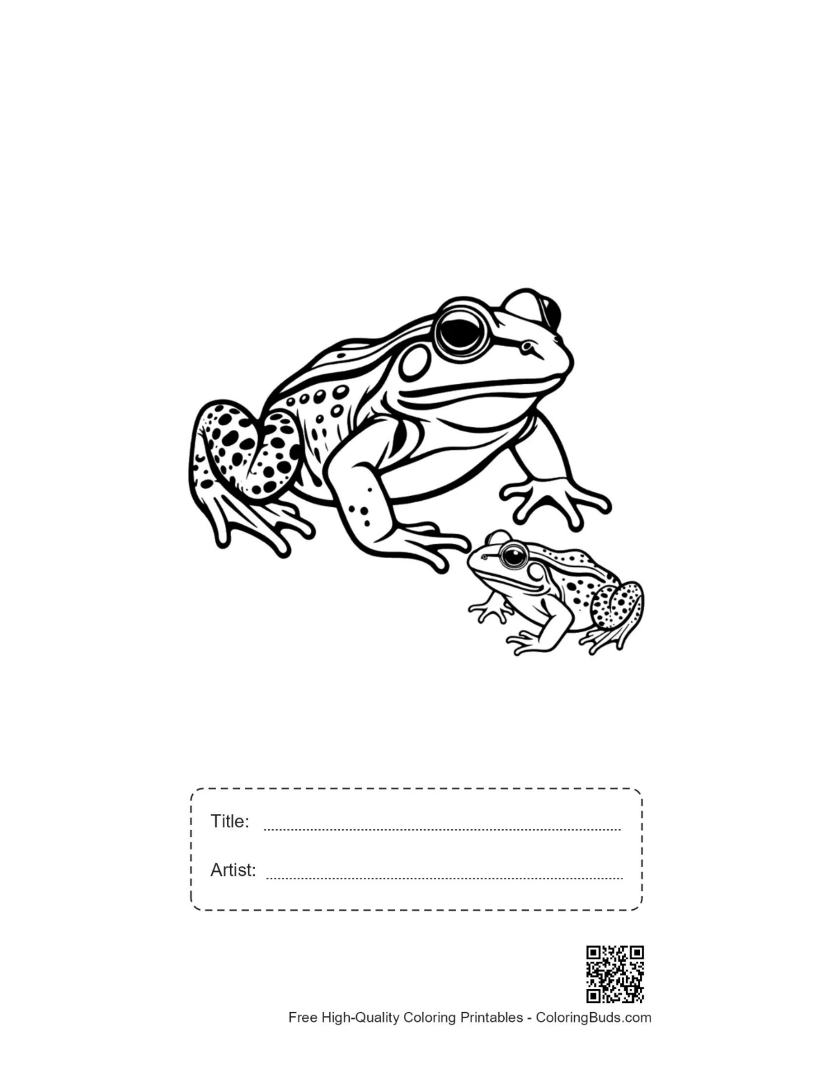 Printable Bullfrog family with title box