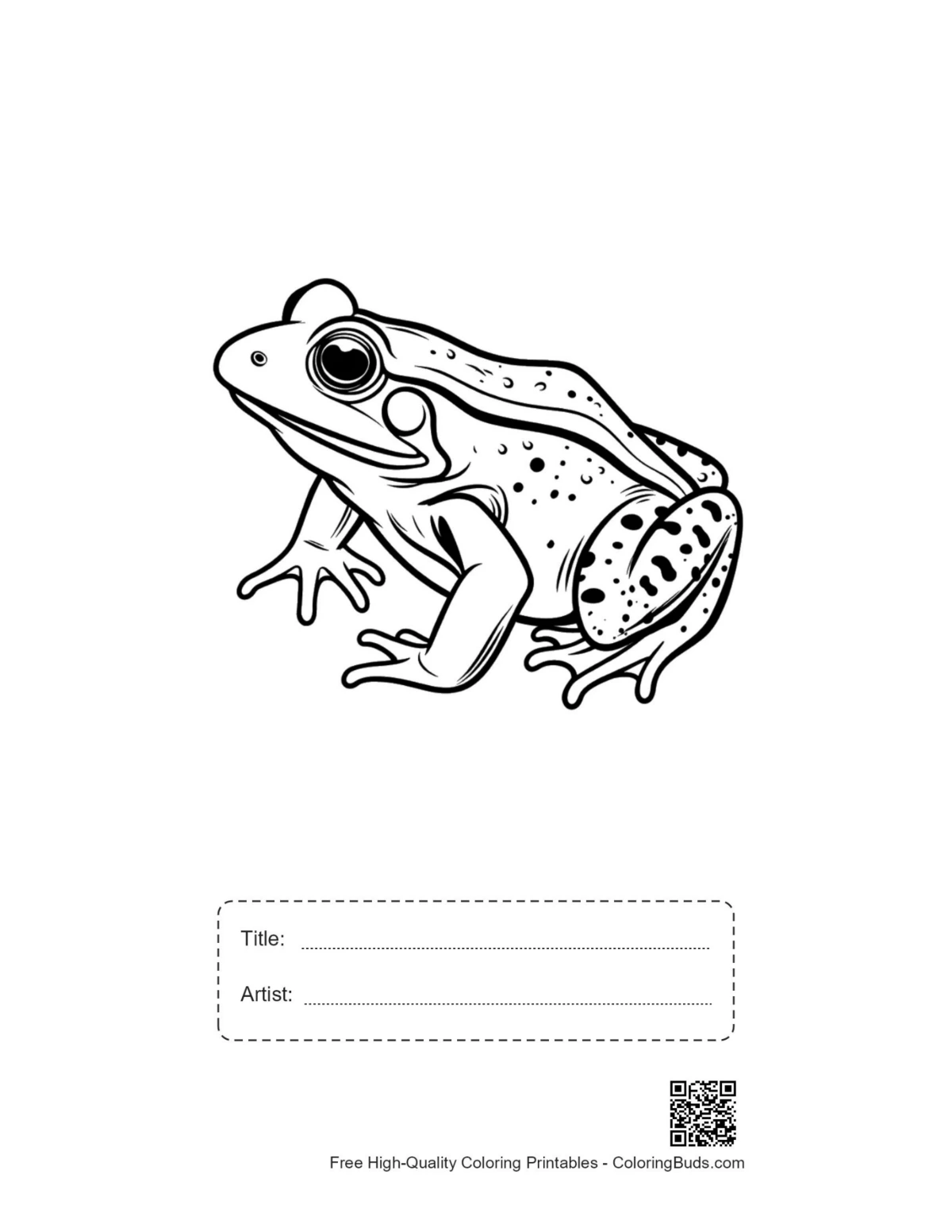 Bullfrog printable with title box