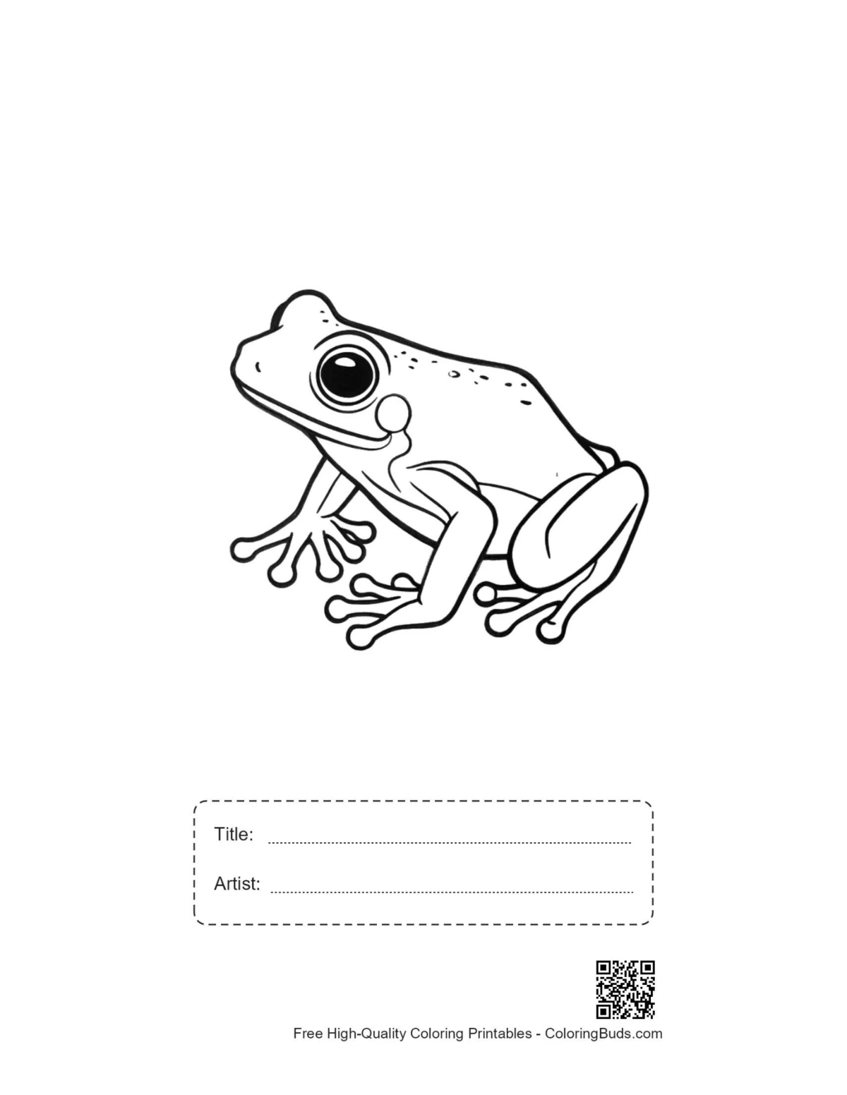 Printable curious tree frog with title box