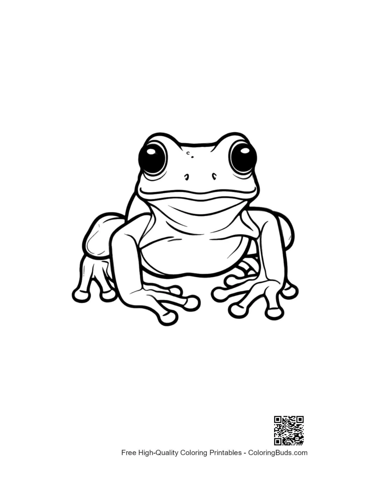 Cute cartoon tree frog coloring page