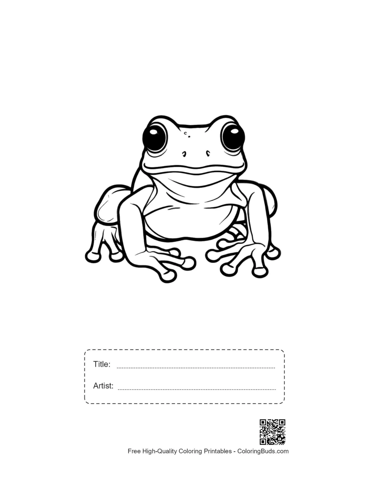 Printable tree frog with title box