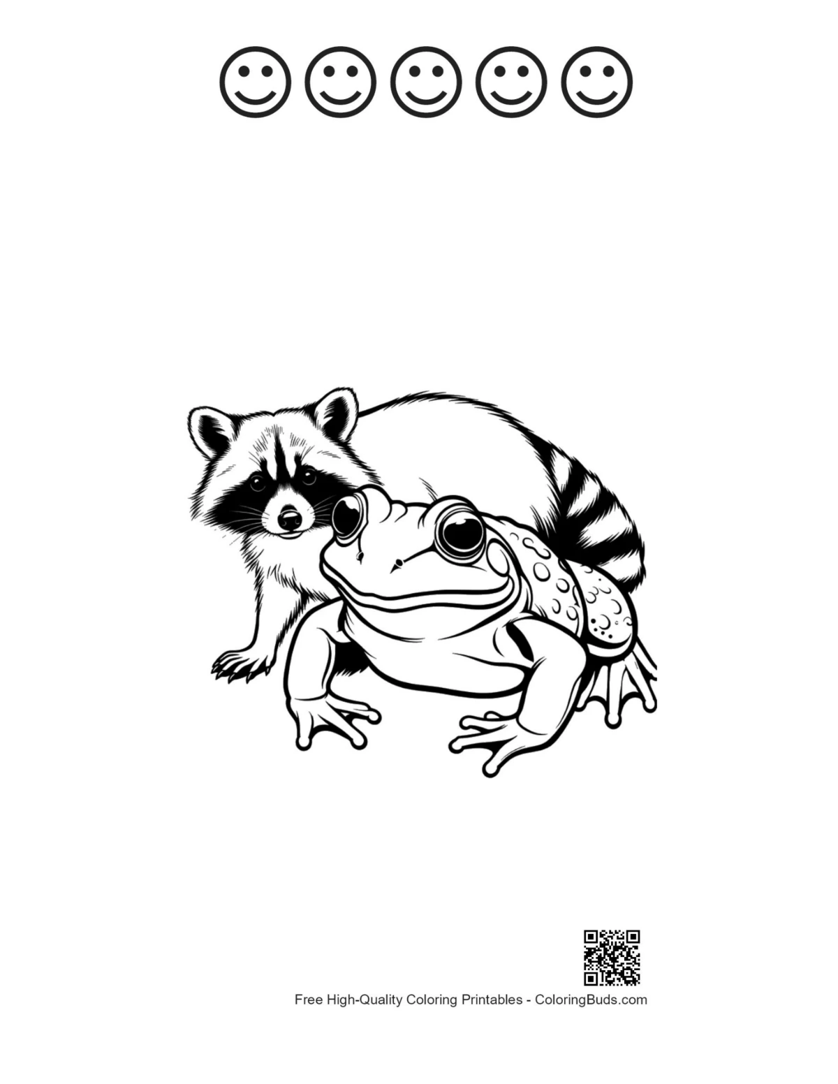 Cute bullfrog cuddling printable with happy faces