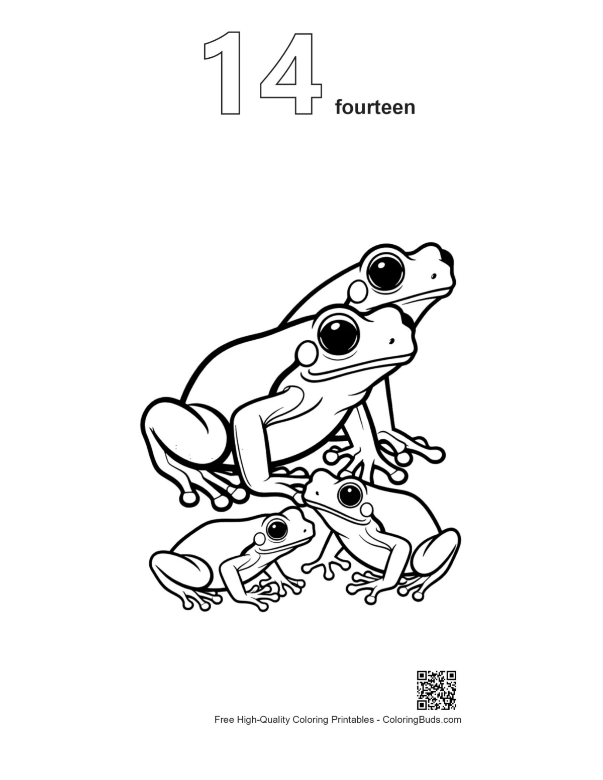 Tree frog family printable outline #14