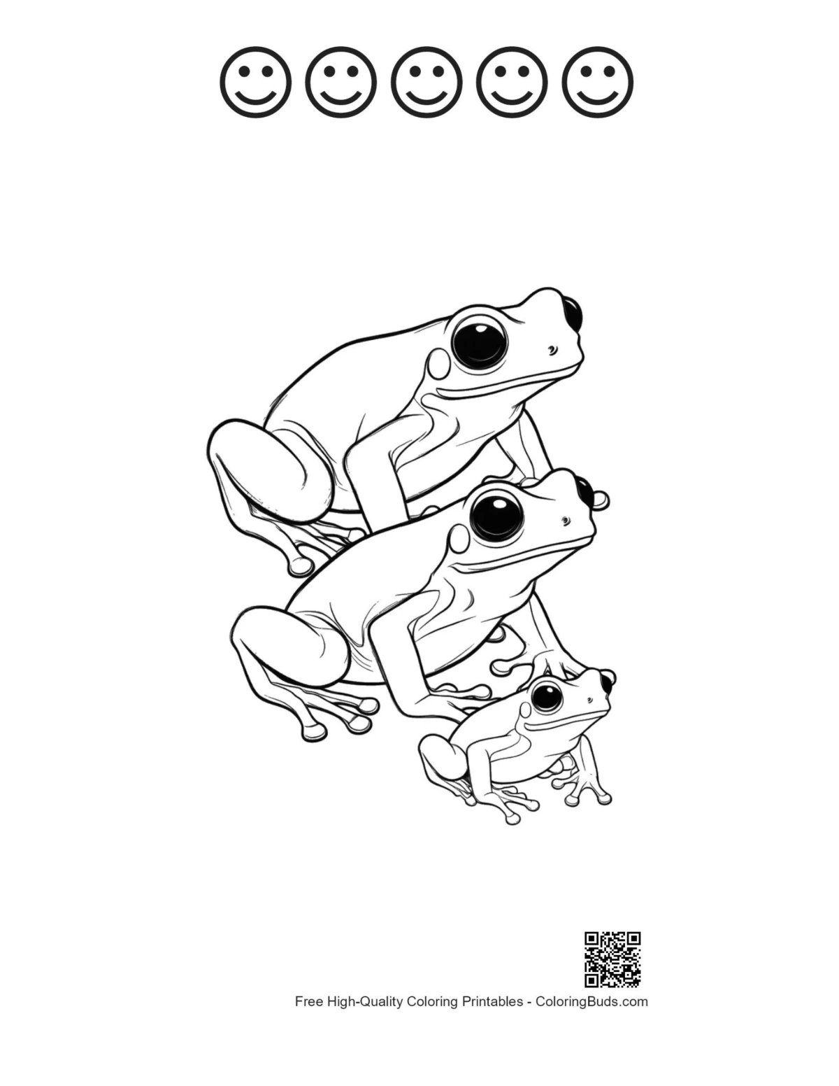 Stacked Frogs with Happy Faces Printable