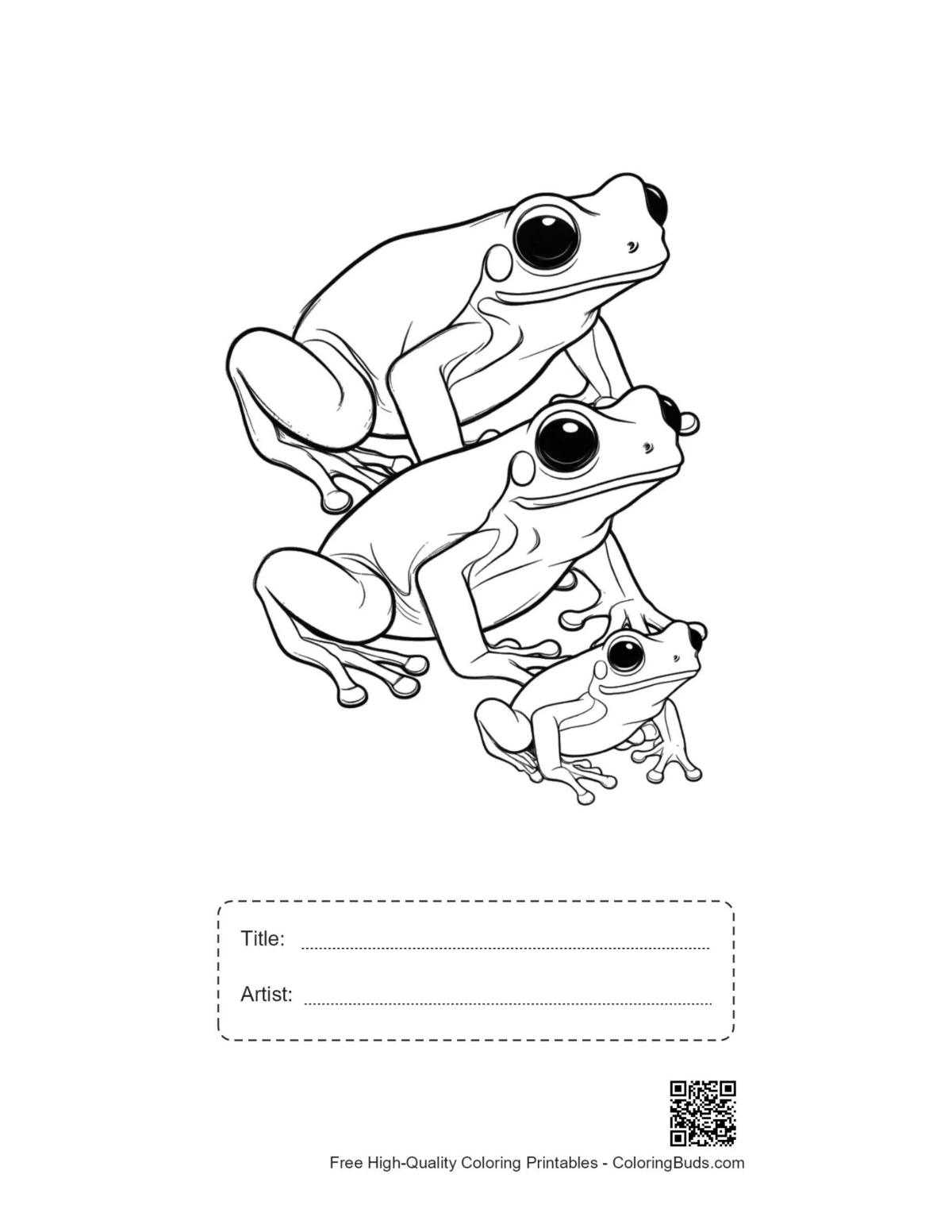 Printable Stacked Tree Frogs with Title Box