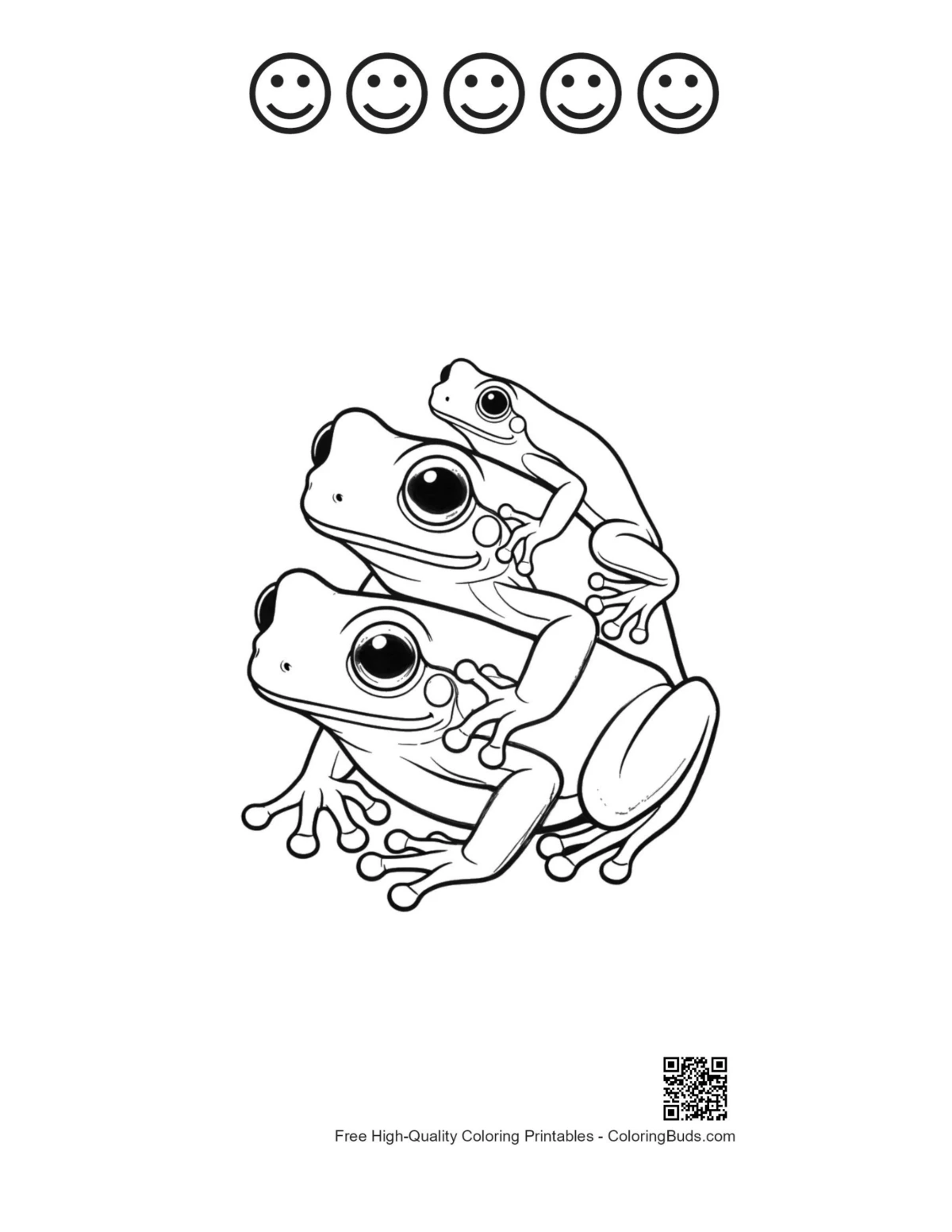 Tree Frog family with happy faces printable