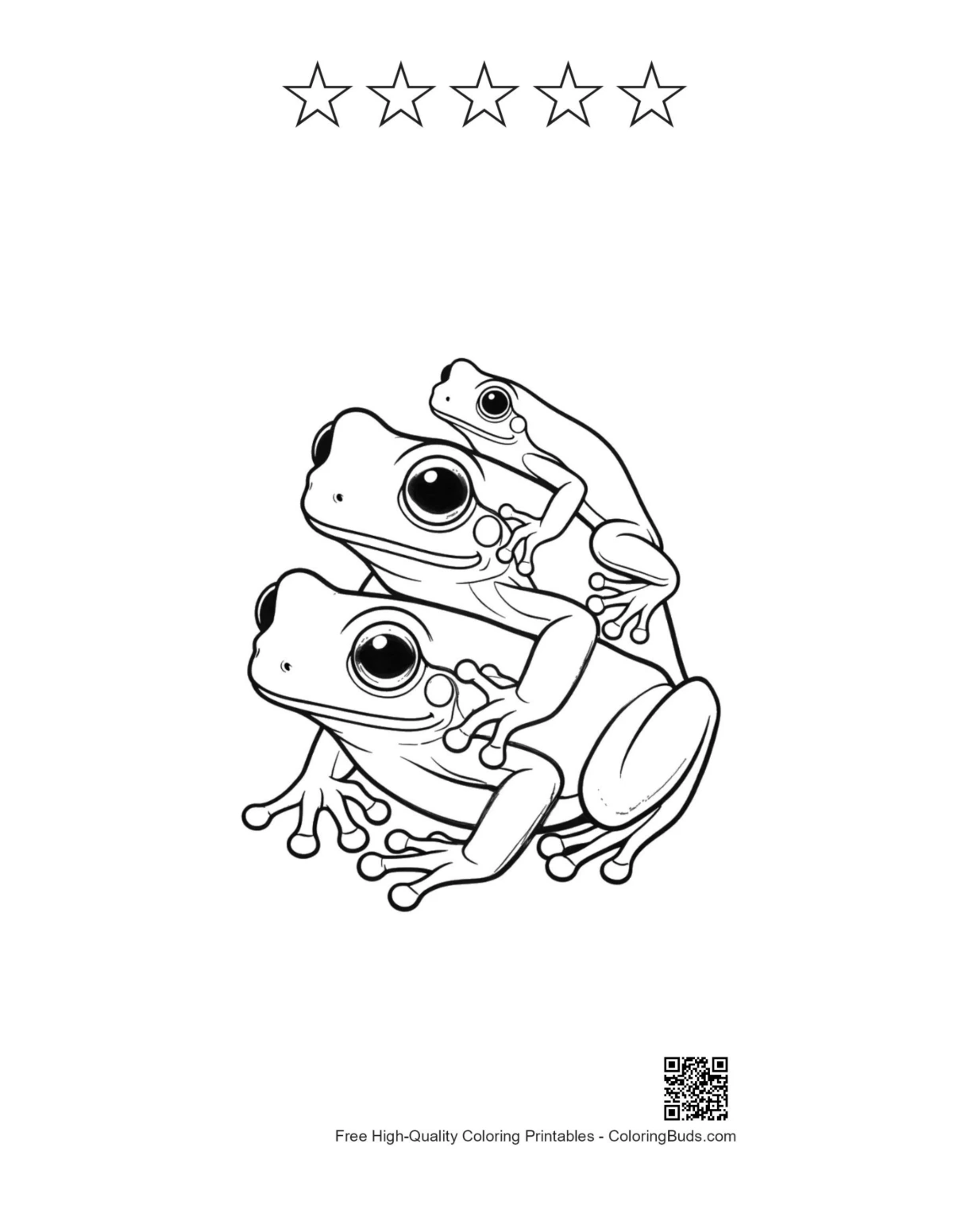 Tree Frog family printable with star outlines