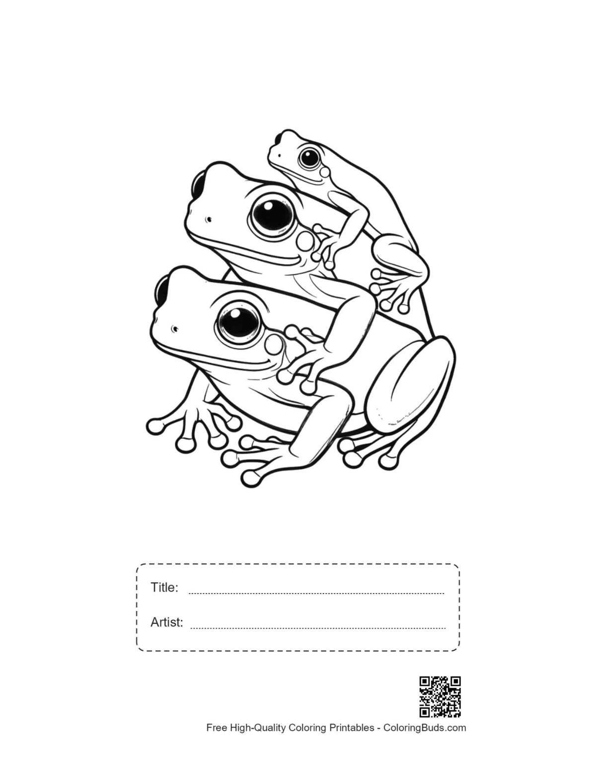 Tree Frog family printable with title box