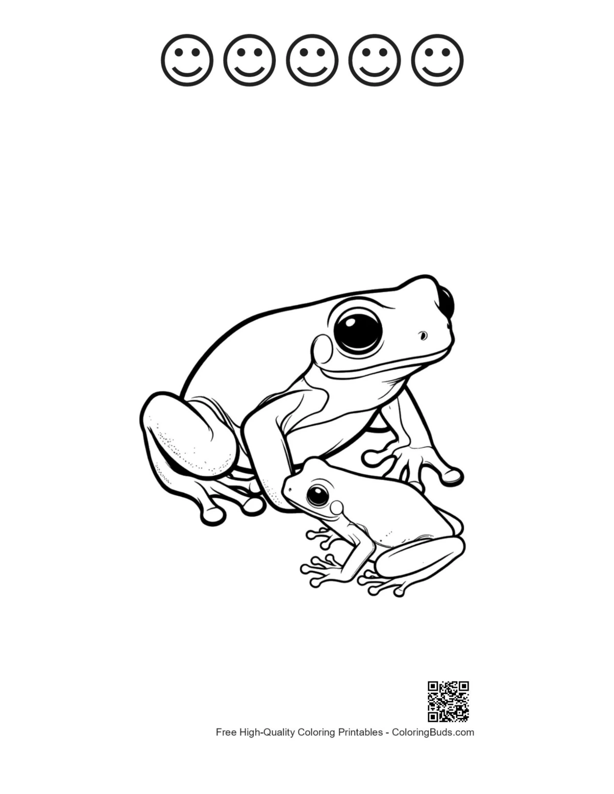 Tree Frog Parent Baby 5 happy faces outline
