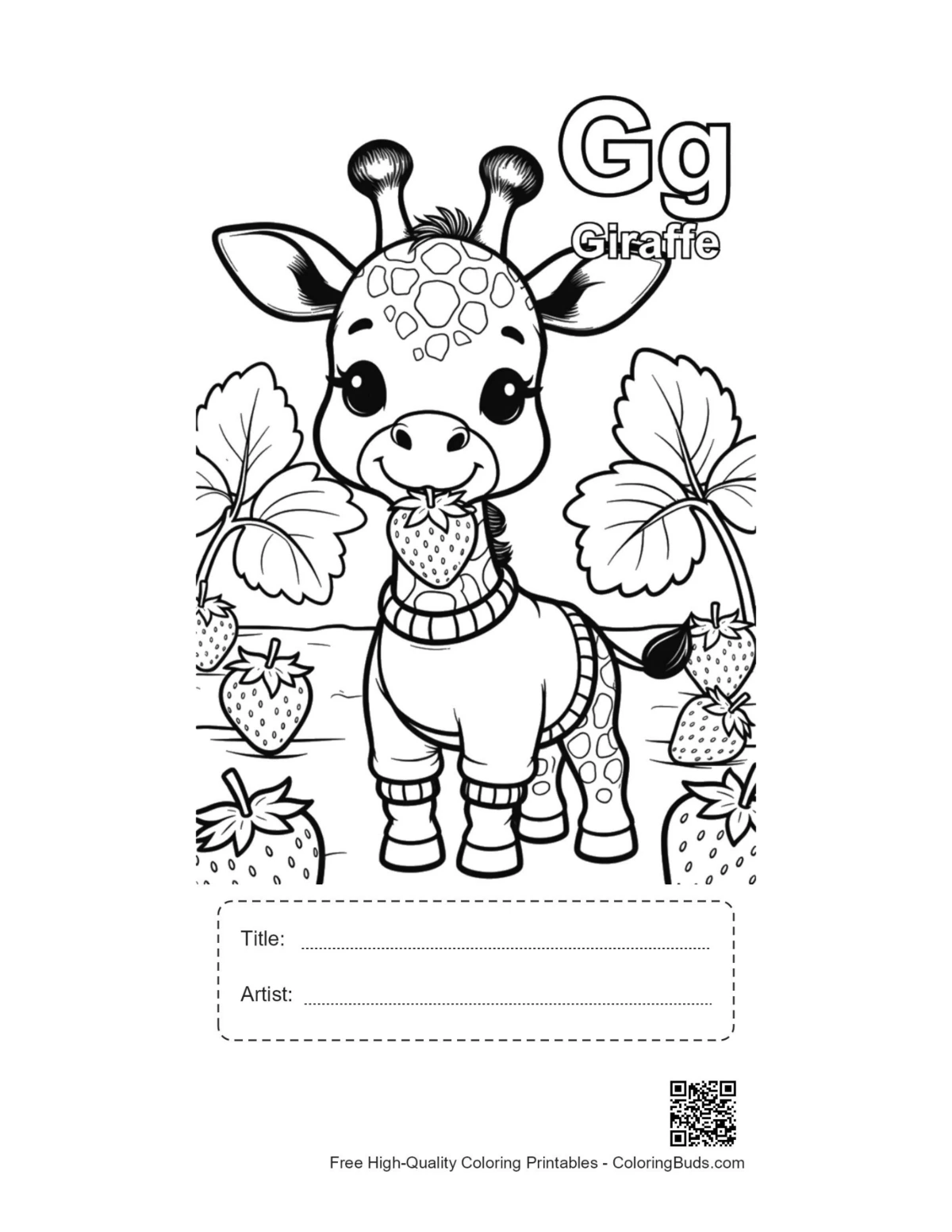 Giraffe strawberries printable with title box