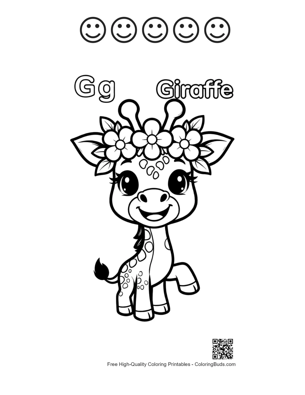 Baby giraffe balloons printable 5 happy faces