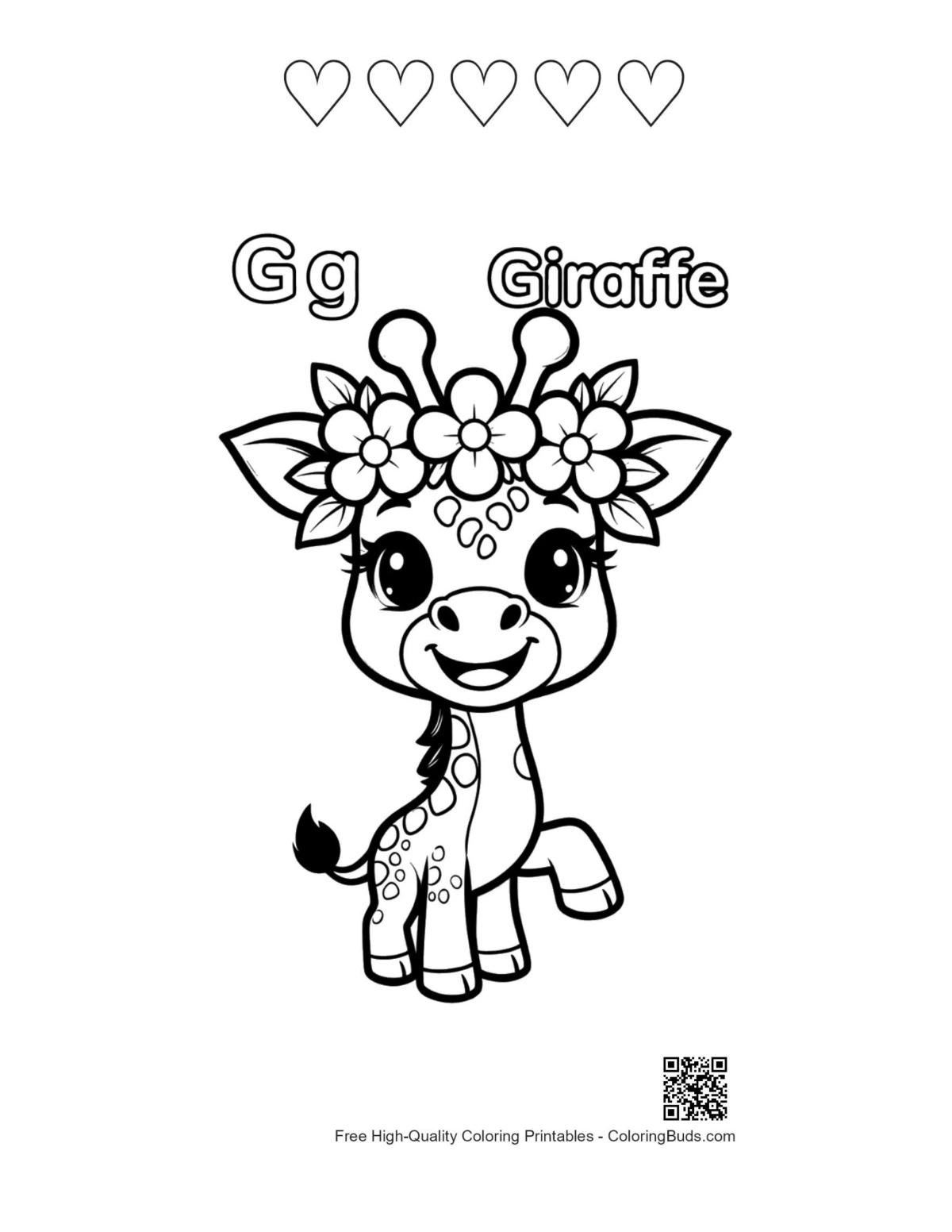 Baby giraffe balloons printable 5 heart outline