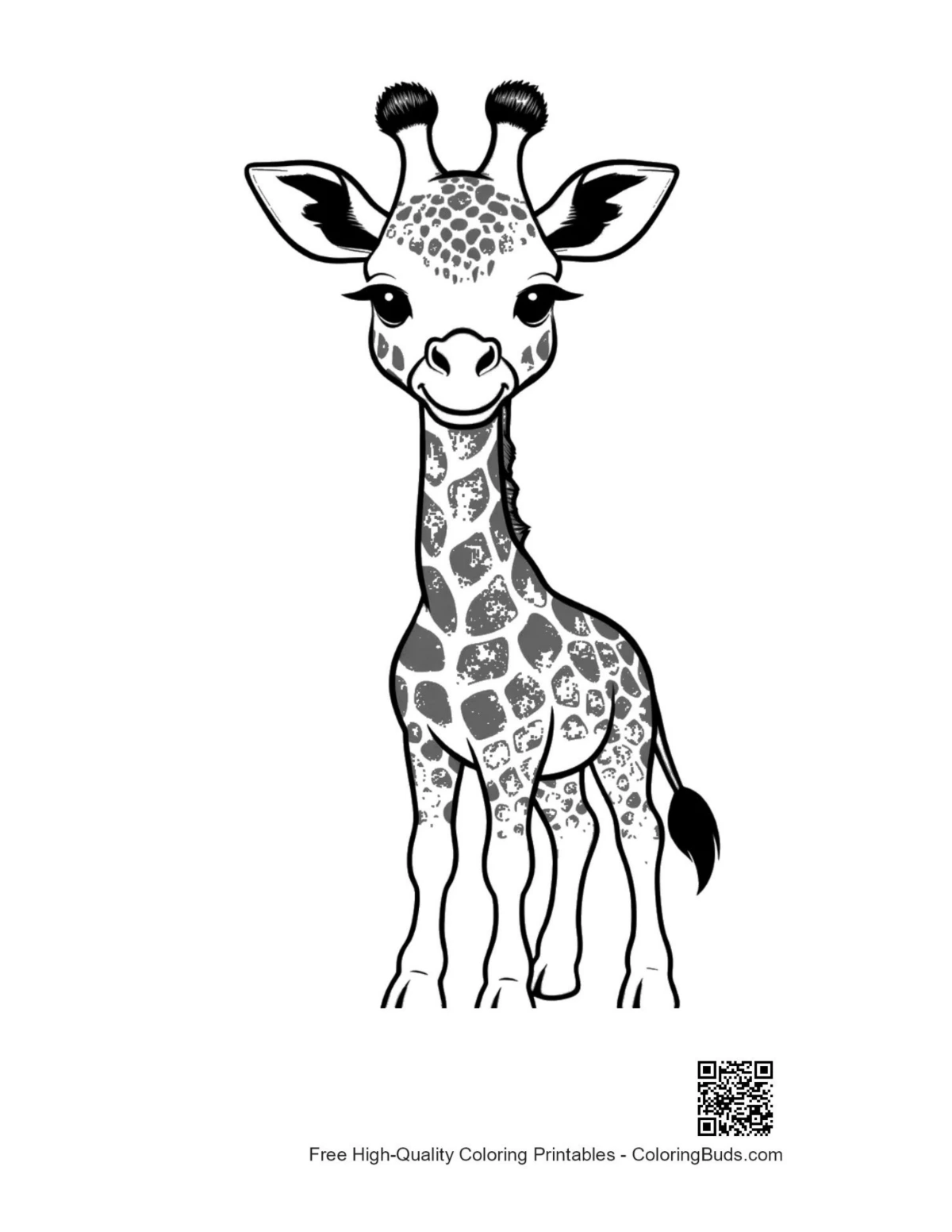 Cute baby giraffe outline art