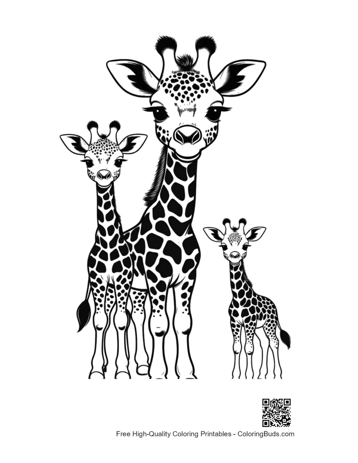 Cute giraffe family portrait art