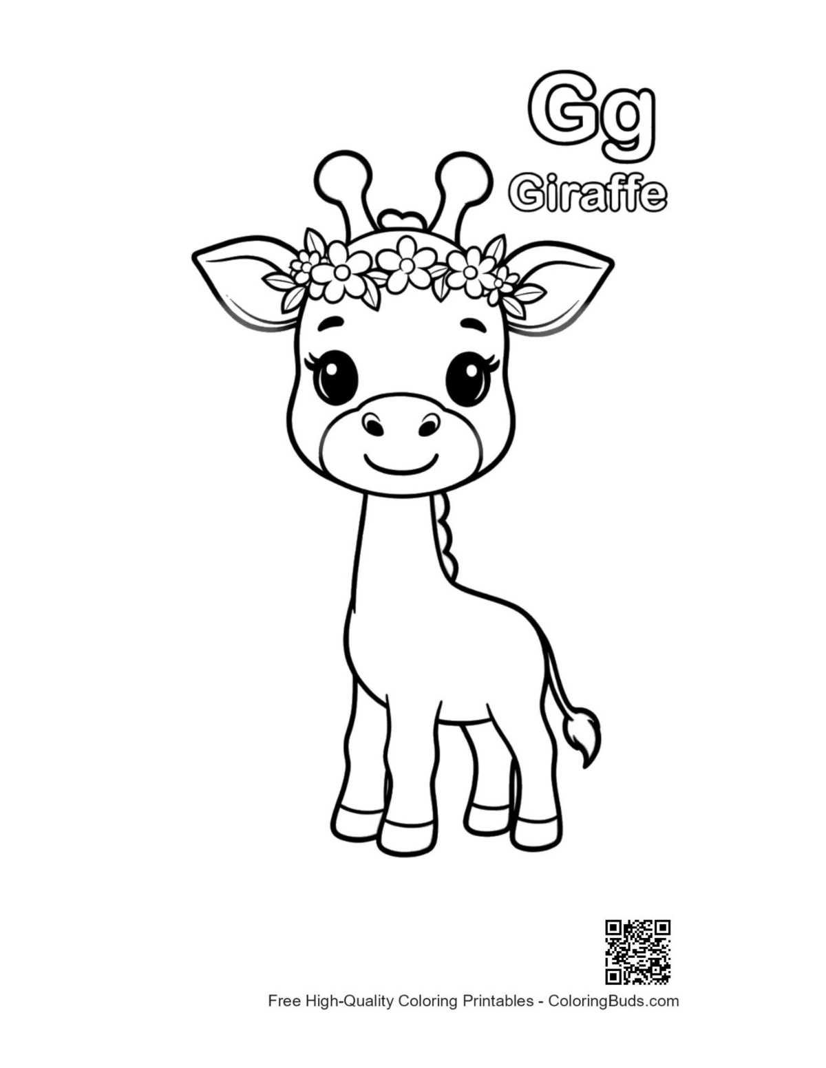 Cute giraffe coloring page printable