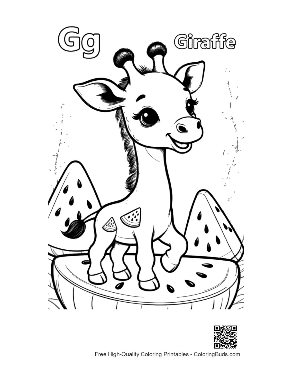 Free giraffe eating leaves coloring page printable