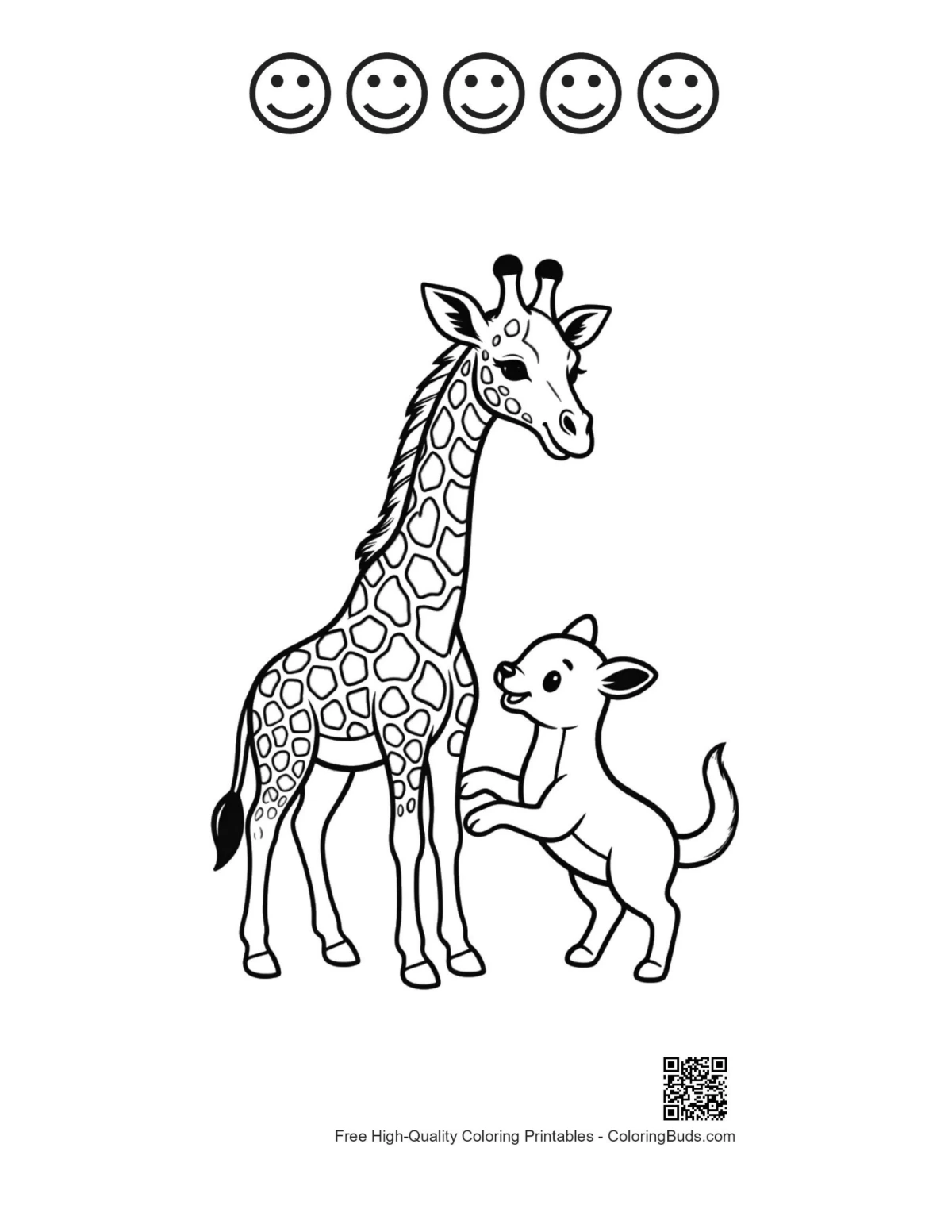 Giraffe puppy 5 happy face outline