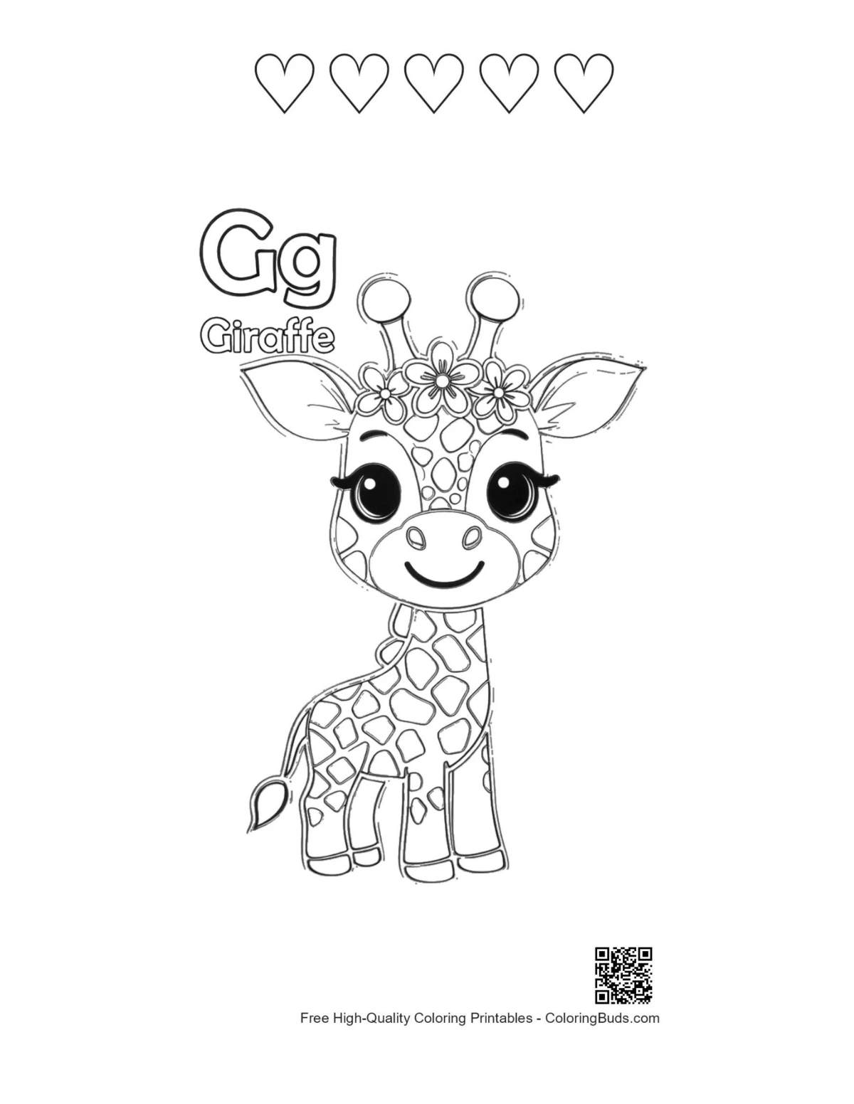 Giraffe calf balloons field 5 heart outline printable