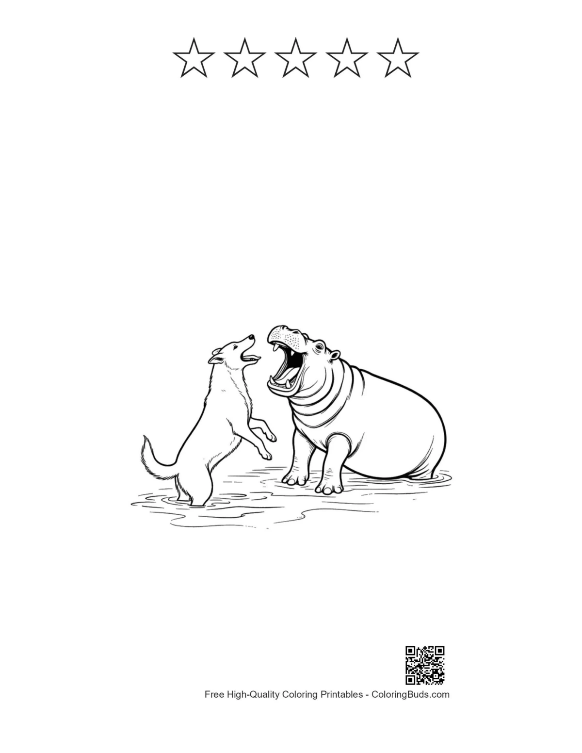 Husky hippo printable with 5 star outlines