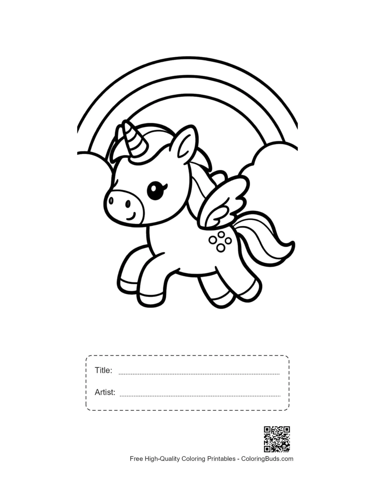 Cute pony rainbow printable with title artist box