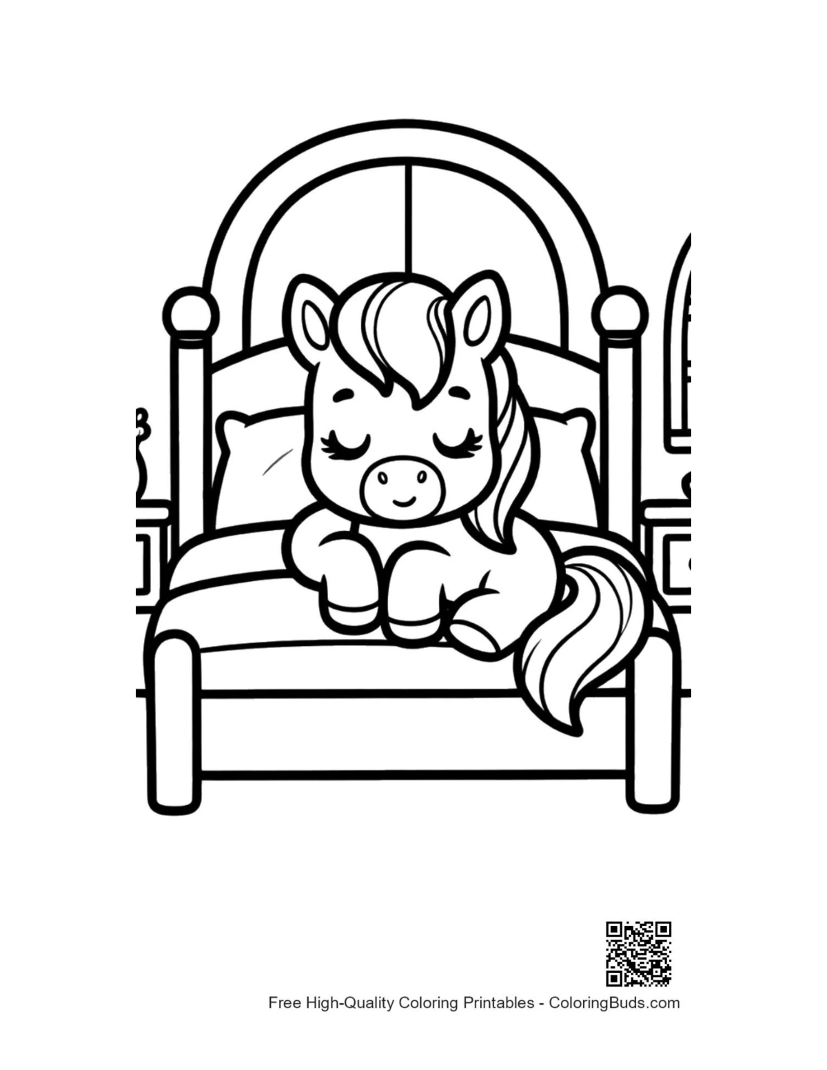 Cute pony coloring page printable for kids