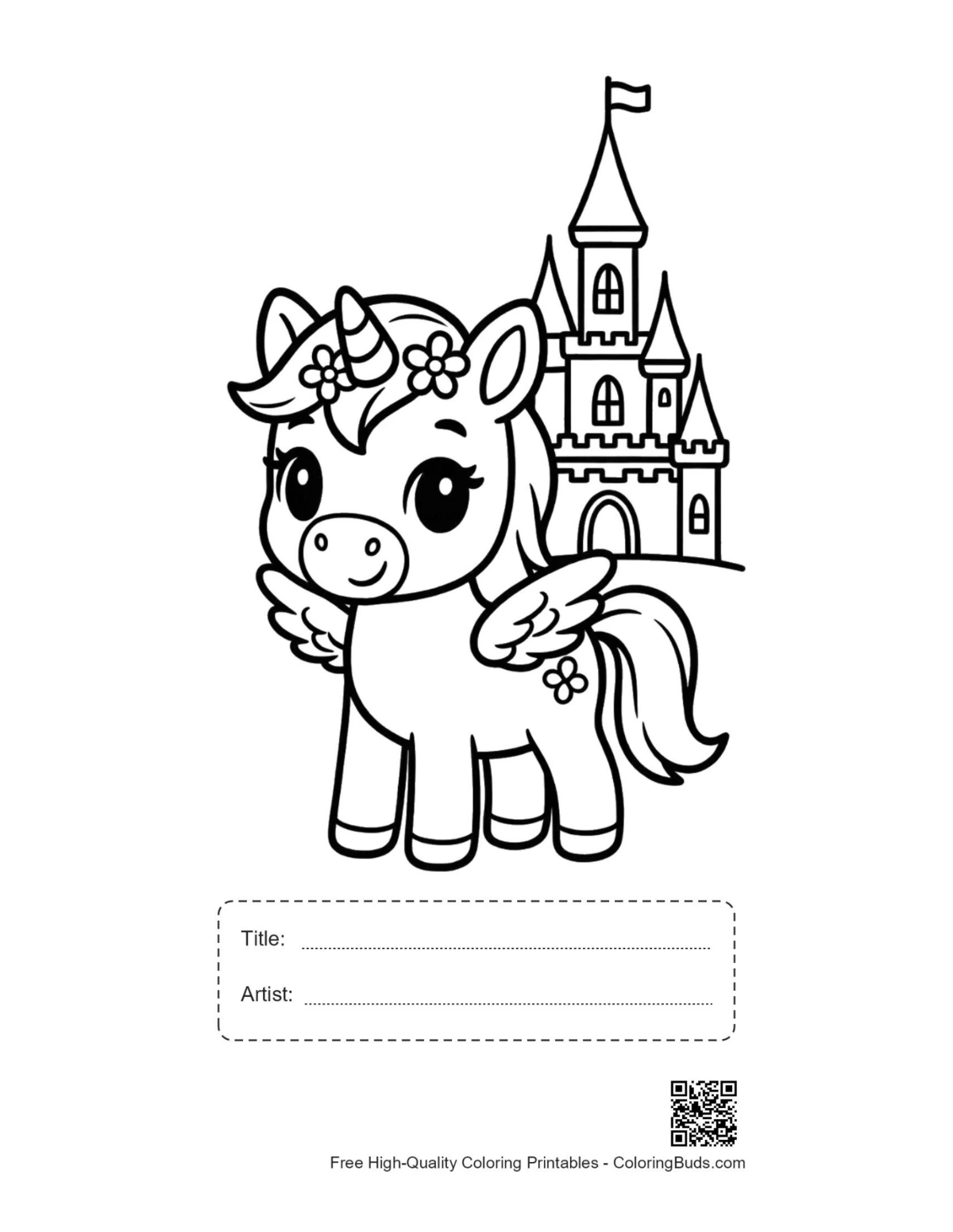 Cute pony printable with title box