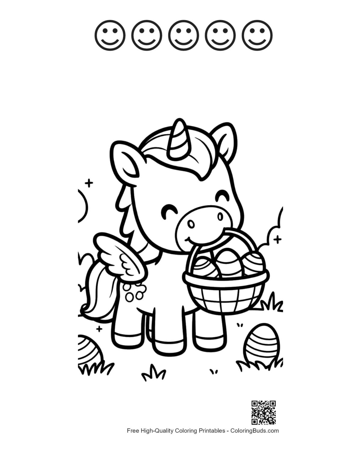 Happy pony eggs printable 5 happy face outlines