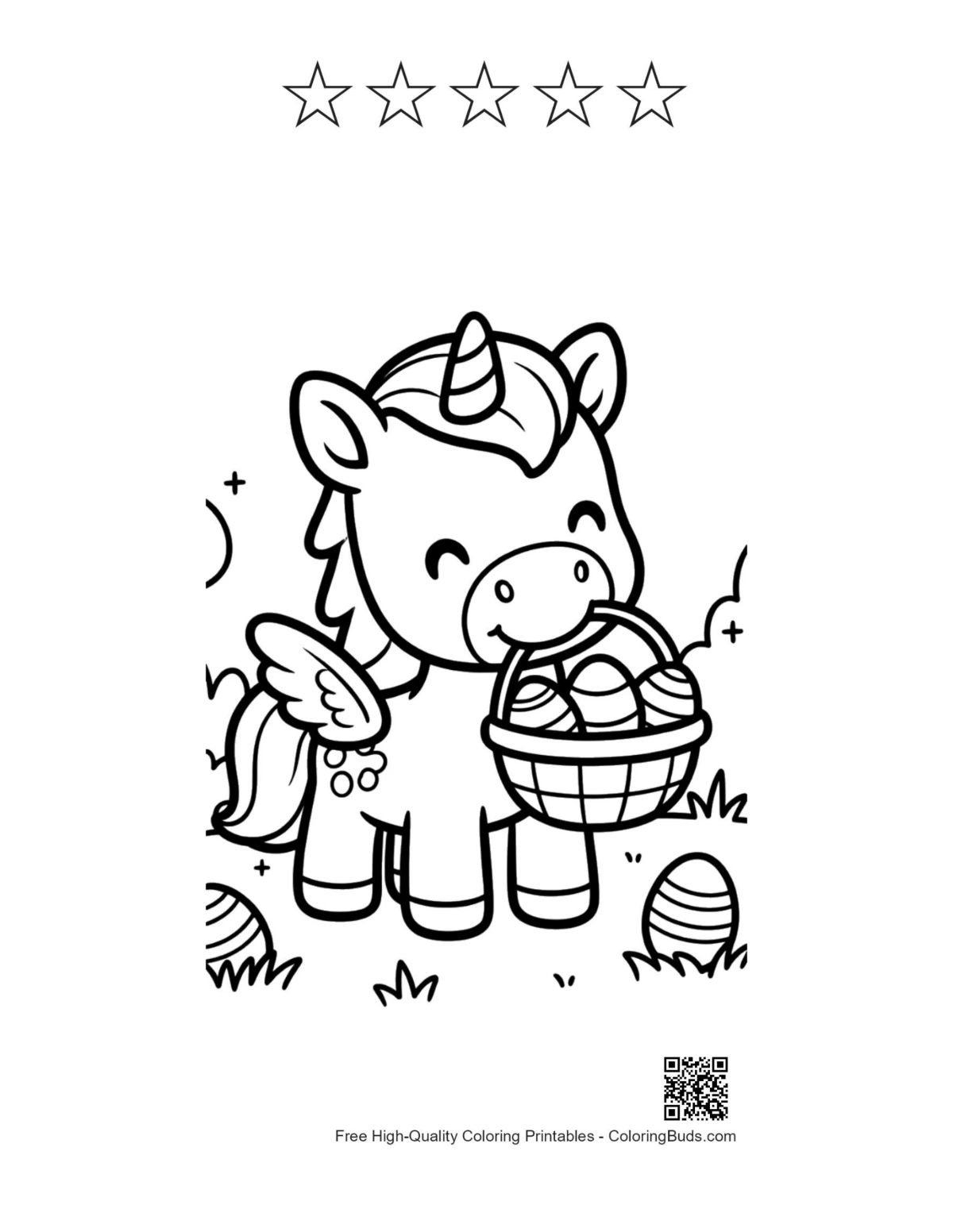 Happy pony eggs printable with 5 star outlines